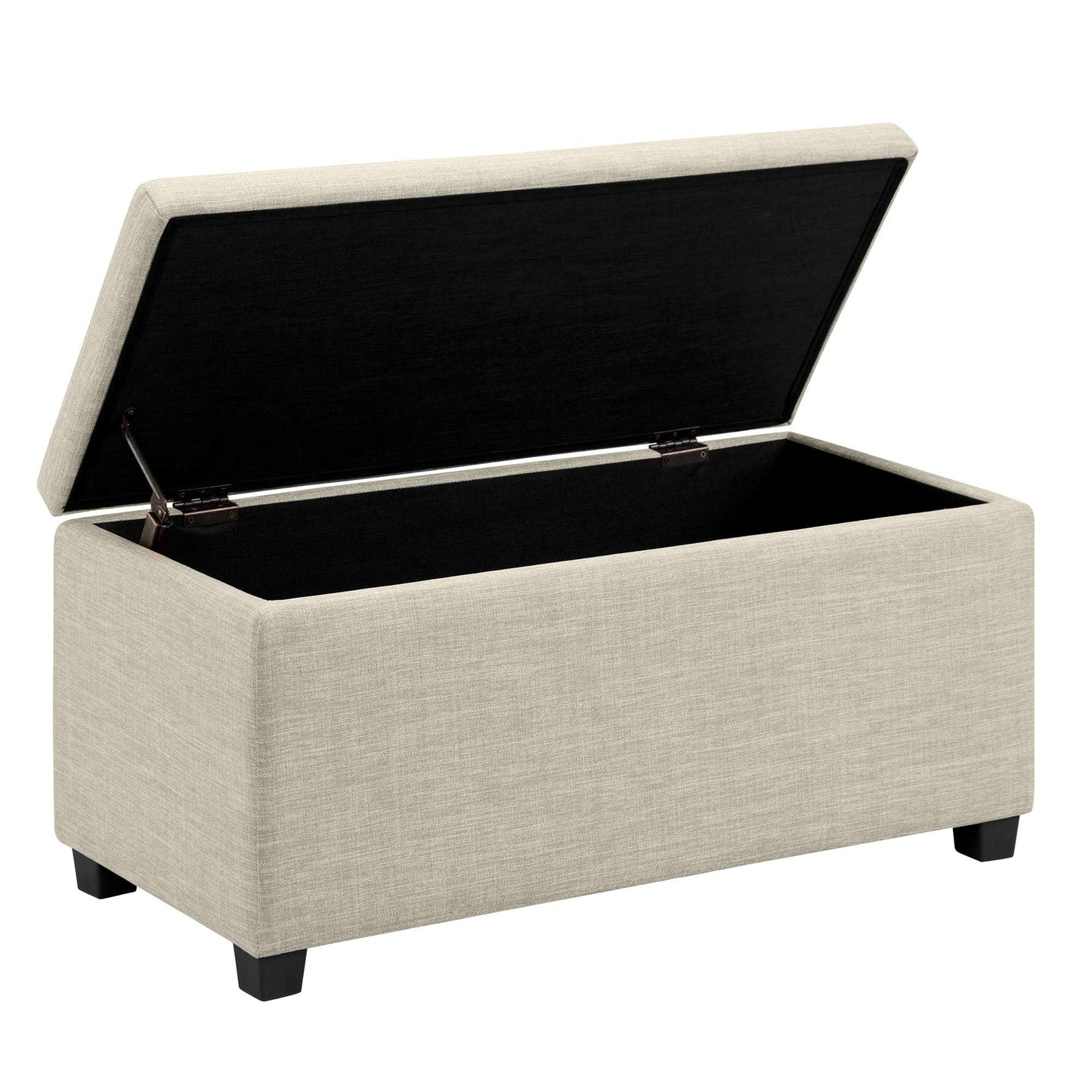 Amazon Basics Upholstered Storage Rectangular Ottoman and Entryway Bench, Polyester, Beige, 35.5"W x 16.5"D x 17"H