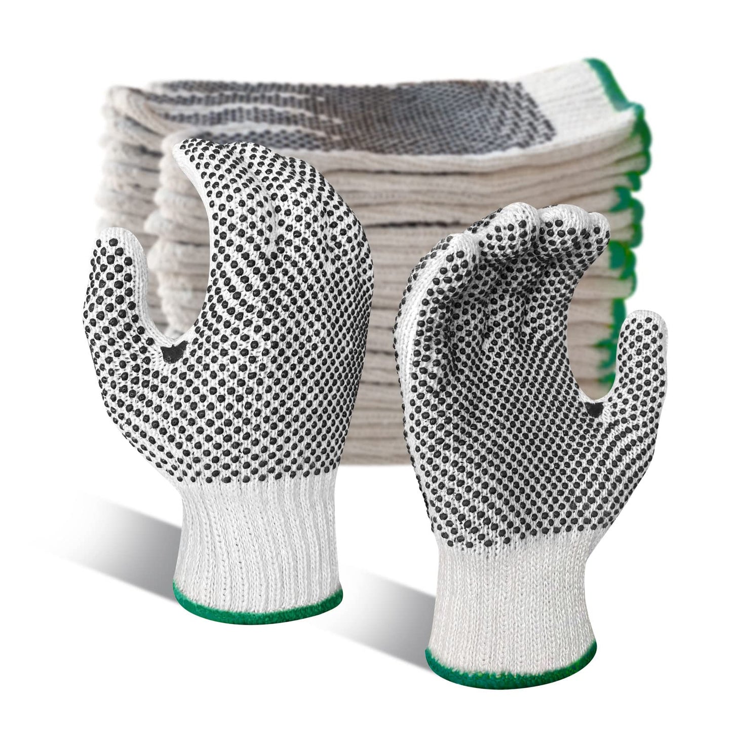 GSAFEME Safety Work Gloves 12 Pairs Cotton with Anti-Slip Grip Dots for Construction,Warehouse Lifting,House Moving