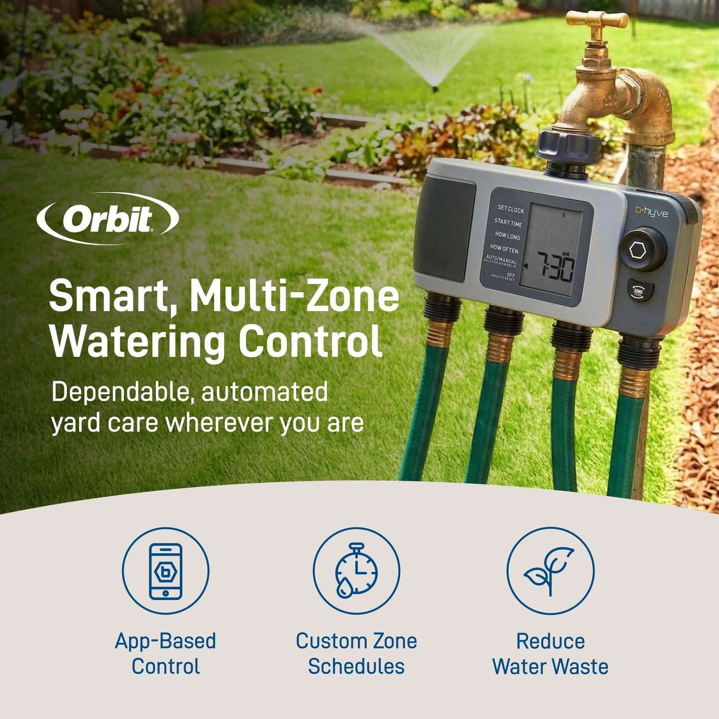 Orbit B-hyve XD 4-Port Smart Hose Watering Timer with Wi-Fi Hub - App Controlled Irrigation Timer - Smart WeatherSense Auto Watering - Multi Valve Yard Irrigation System - 24639