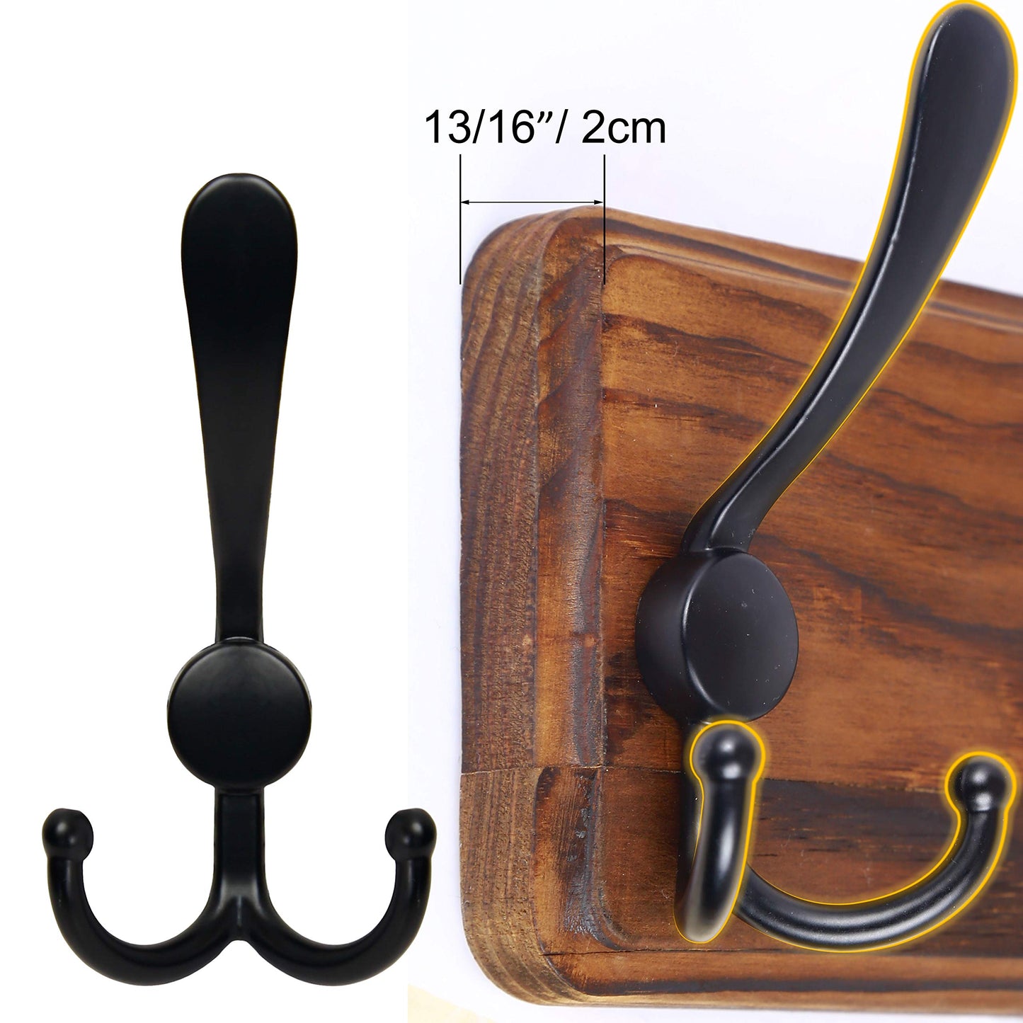 SKOLOO Rustic Wall Mounted Coat Rack: 16" Stud Spacing, Pine Real Wood Plank Wall Coat Rack with 5 Triple Hooks, Farmhouse Coat Hanger Wall Mount for Hanging Backpack Jacket Coat Hat