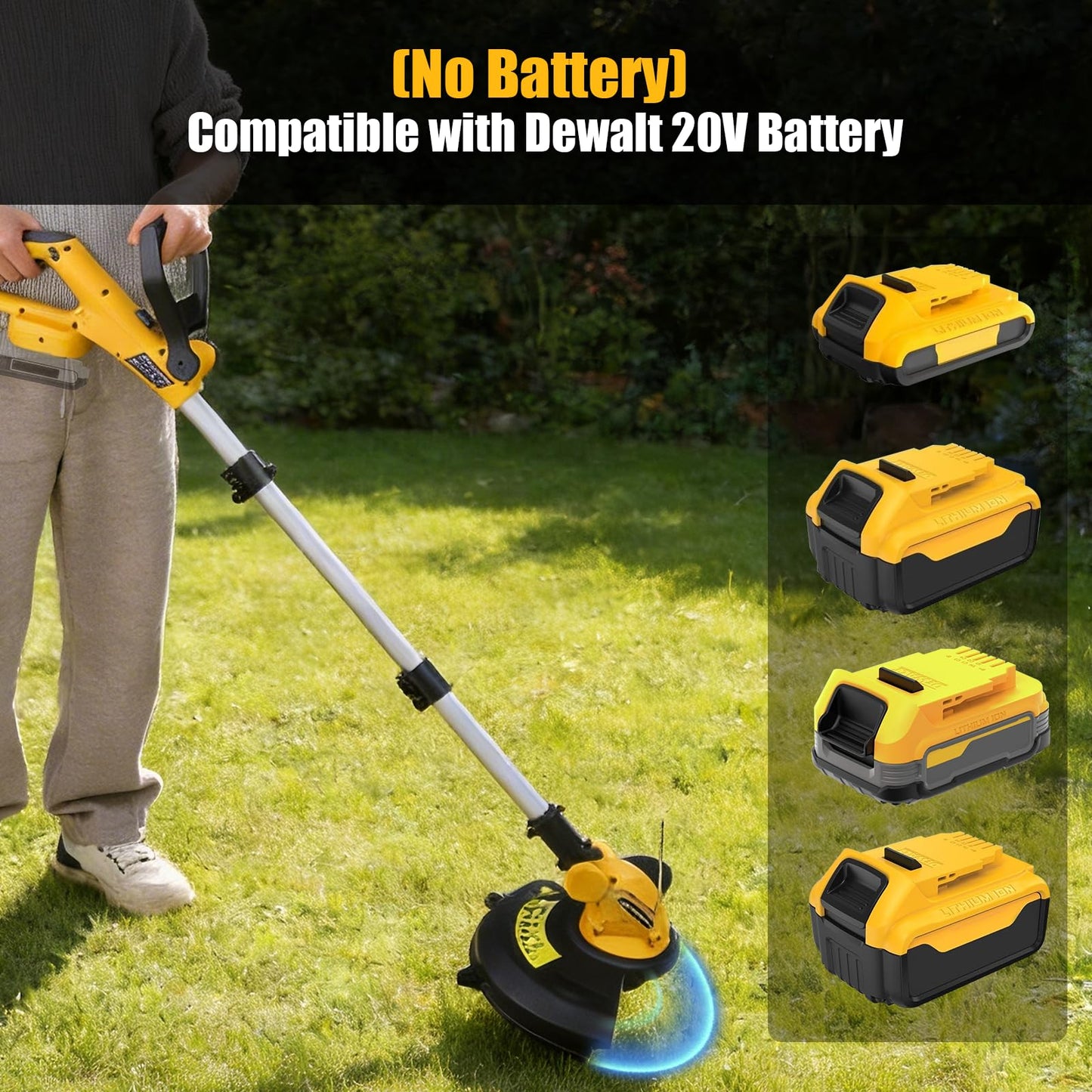 Weed Wacker Weed Eater, 3 in 1 Cordless String Trimmer Compatible with Dewalt 20V Battery (Battery Not Included), 12" Cut, Auto Line Feed, Foldable Edger for Yard Garden