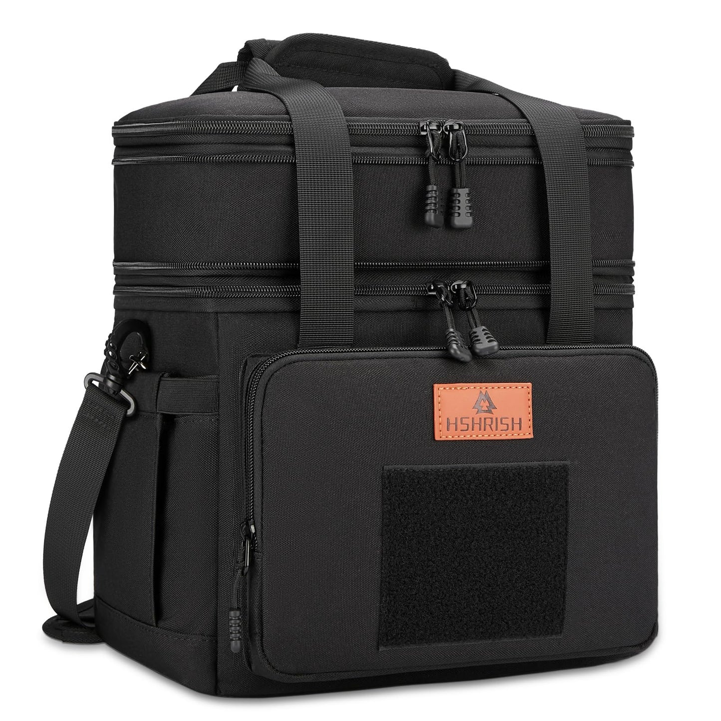 HSHRISH Lunch Box for men, Large Expandable Insulated Lunch Bag, Durable Waterproof Leakproof Tactical Cooler Bag for Adults Men to Work Picnic Beach Day Trips, 24 Cans/16 L, Black