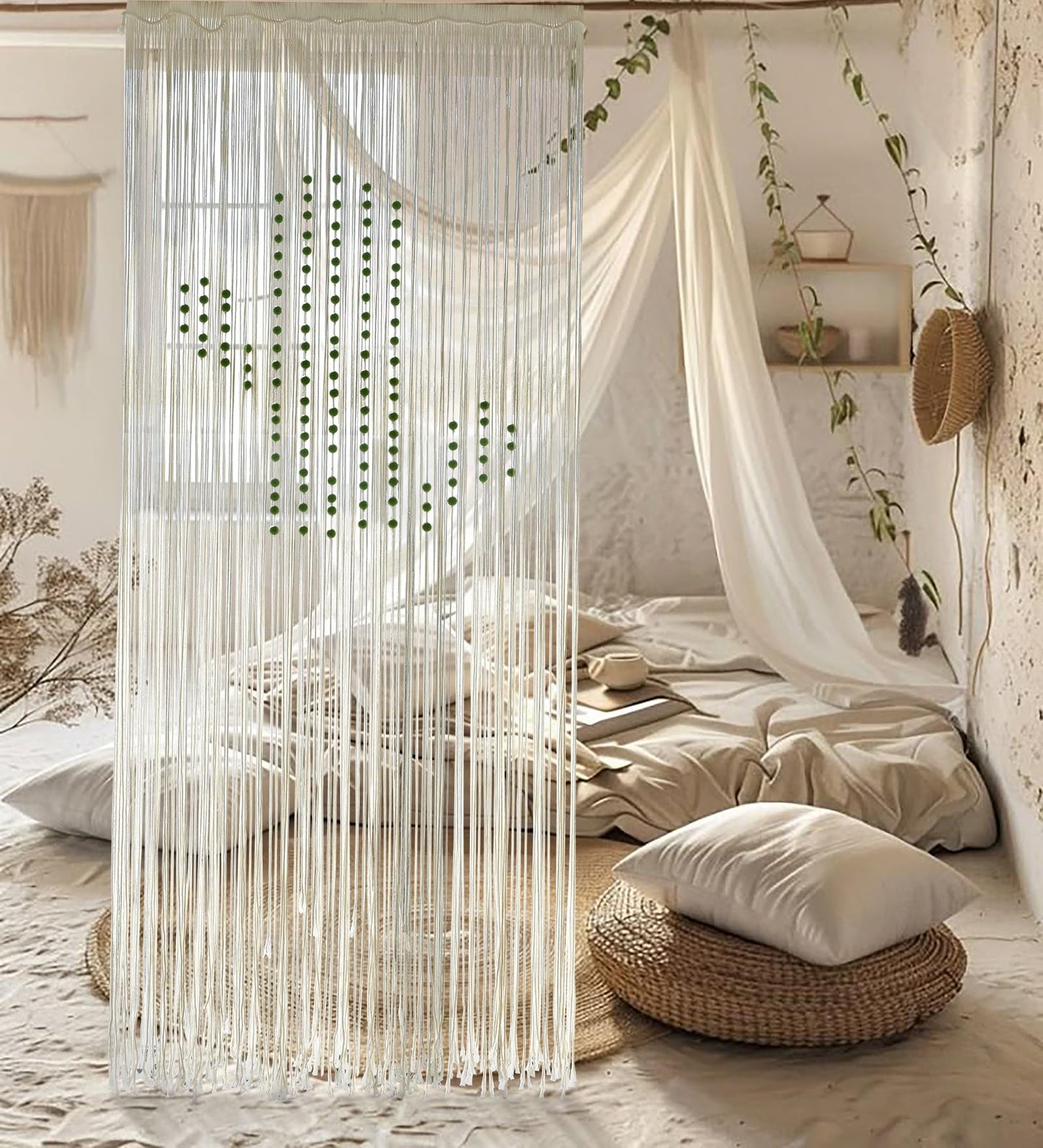 Flber Macrame Curtain Boho Window Curtain Doorway Macrame Wall Decor Yarn Art Moder Bedroom Headboard Decor,31" W x 70" L