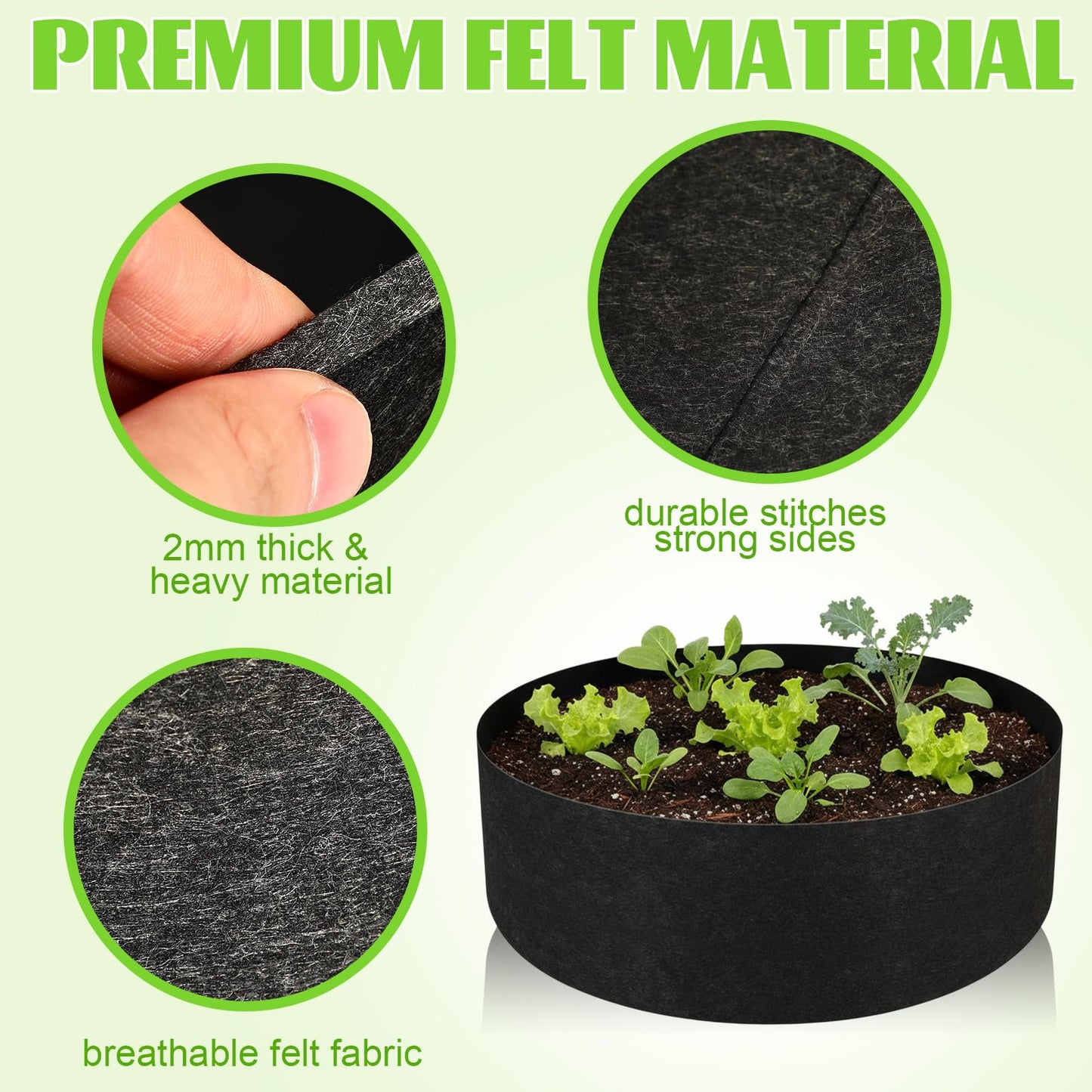 Hushee 3 Pack Plant Grow Bags 50/95/100 Gallon Large Round Grow Bags Raised Garden Beds Planters Pots Heavy Duty Fabric Cloth Black for Garden Flowers Vegetable Herbs Plants Outdoor Containers Favors