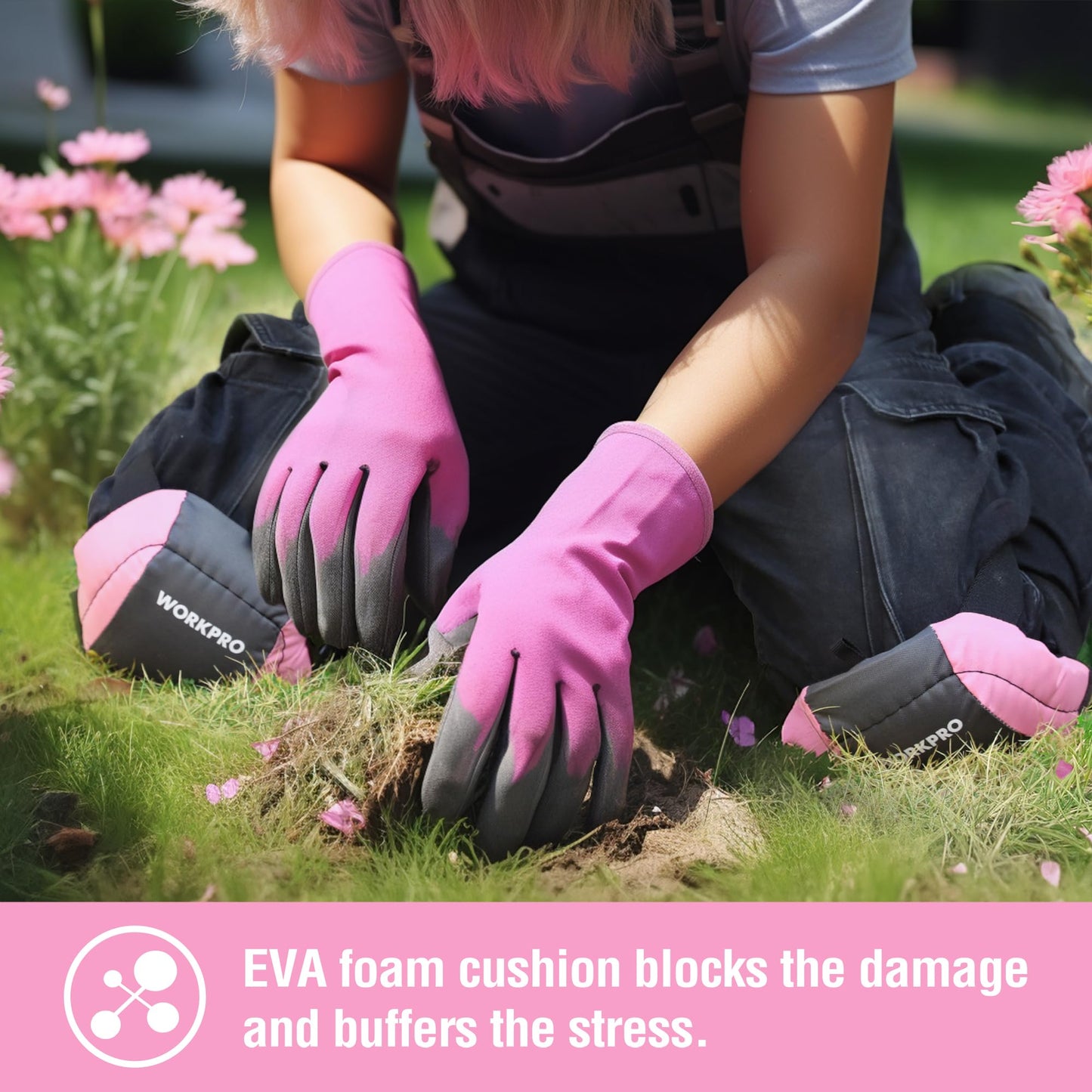 WORKPRO Garden Knee Pads For Unisex-Adult, Flooring Kneepads with Foam Padding, Comfortable Kneeling Cushion for Gardening, House Cleaning, Construction Work