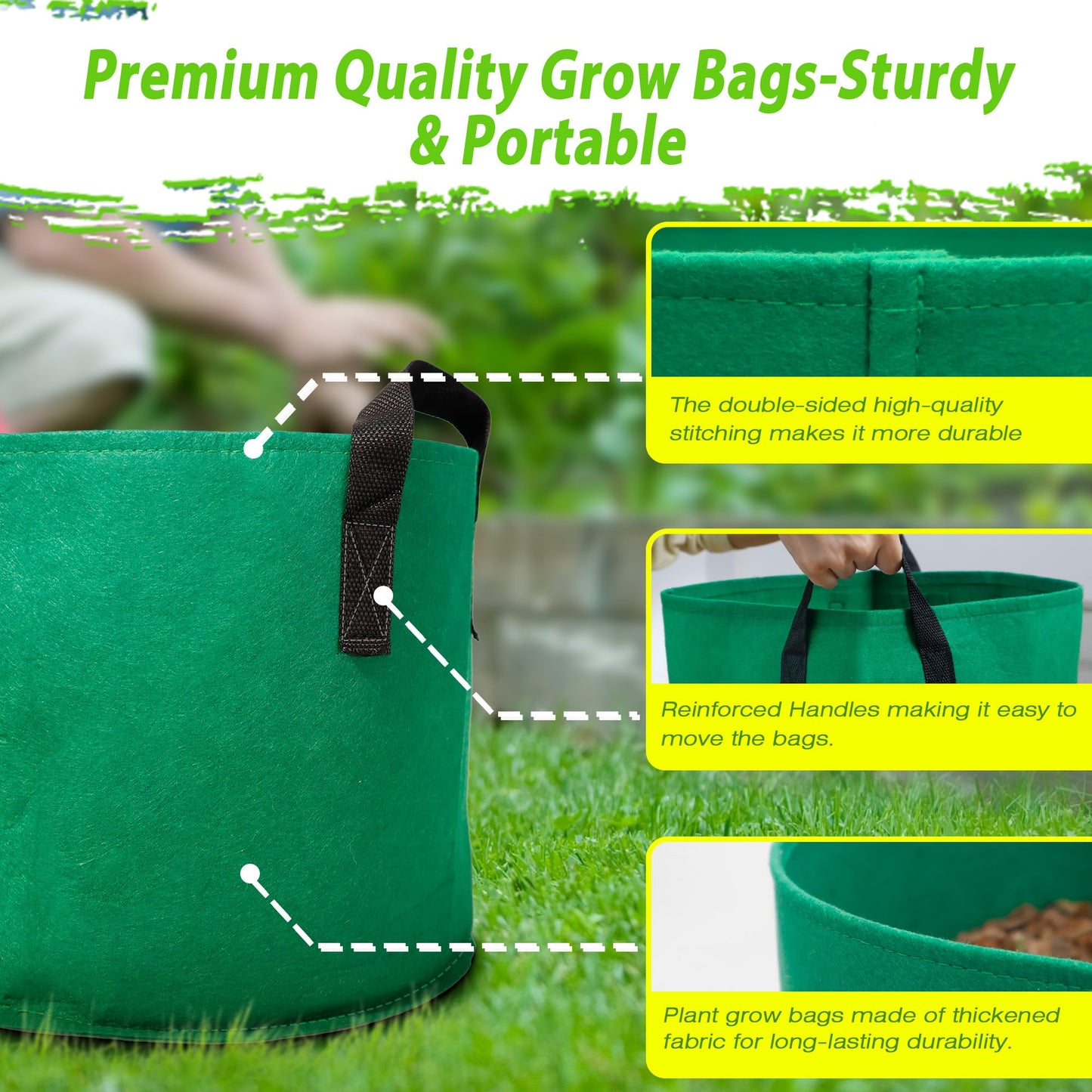 7 Pack 5 Gallon Plant Grow Bags - Mixed 7 Colors with Reinforced Handles & Aeration Design, Ideal for Tomato, Flowers & Fruits