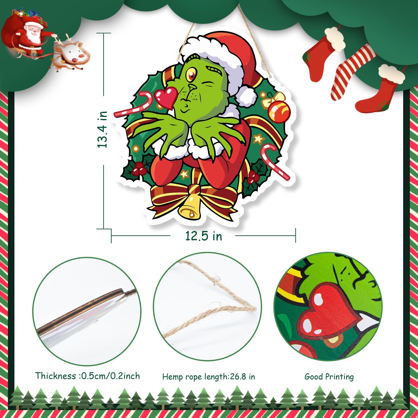 LOCOLY Christmas Decorations Hanging Signs Door Sign for Holiday Decor Ornaments for Christmas Tree