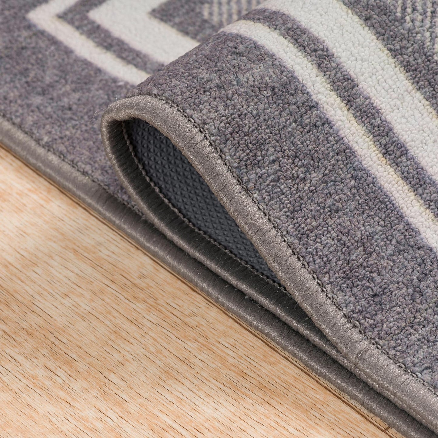 Beverly Rug Non Slip Area Rugs 5x7 Modern Bordered Non Skid Rubber Backing Soft Area Rug for Living Dining Room Easy to Clean Non Shedding Kitchen Bedroom Indoor Carpet 5 x 7 Gray