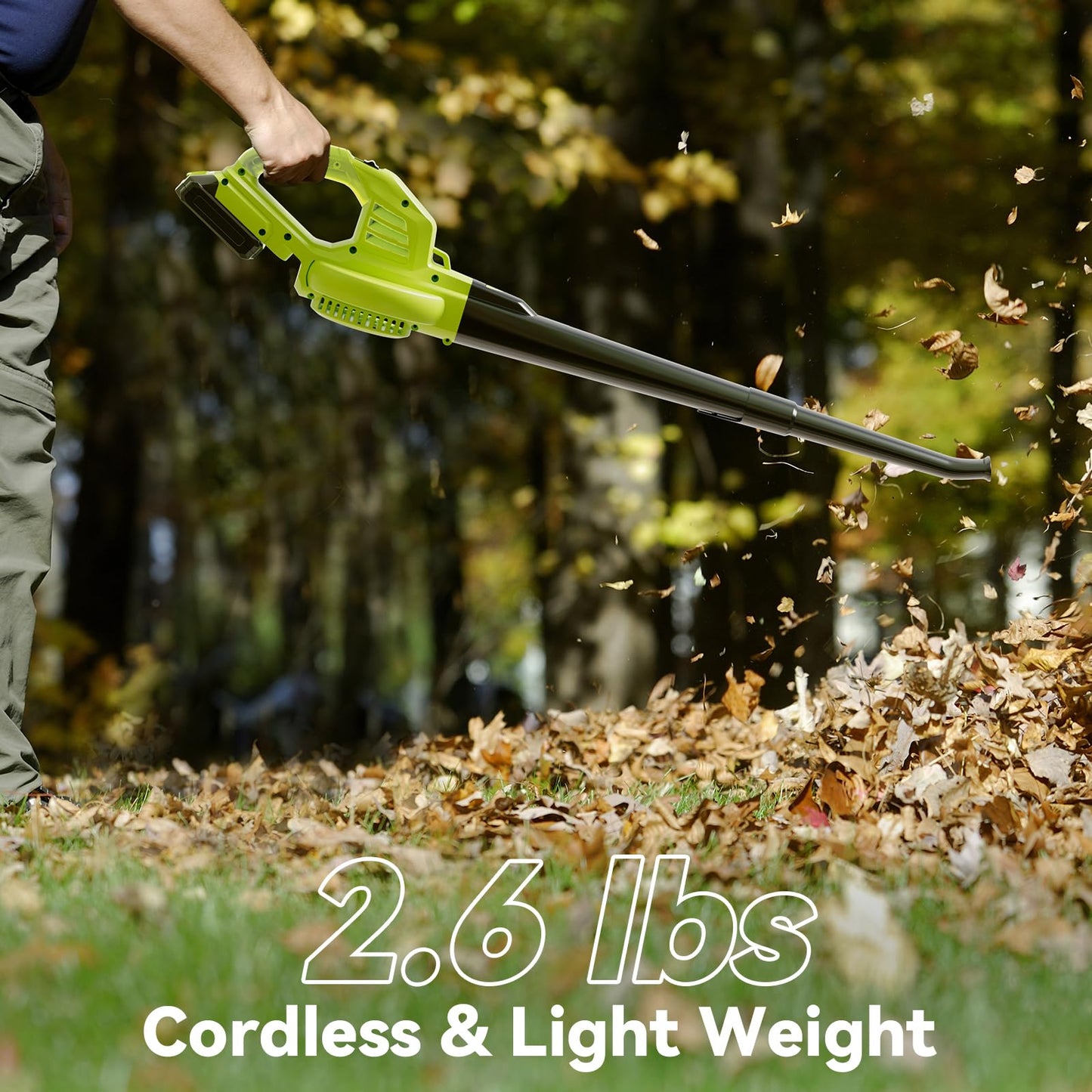 Leaf Blower Cordless with 2 Battery and Charger, 130MPH 180CFM High Speed Leaf Blower with 2 Tubes, 20V Electric Leaf Cleaner, Lightweight Handheld Blowers for Lawn Care, Patio, Garden, House, Depot