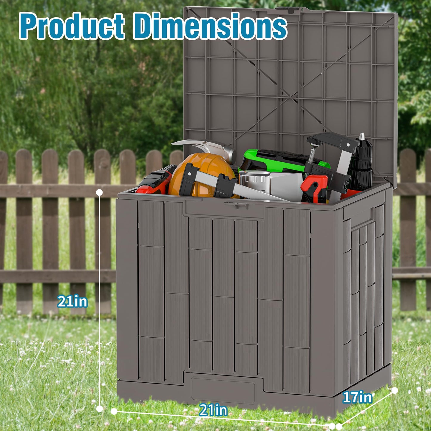 Outdoor Storage Box, 30 Gallon Resin Waterproof Deck Box, Lockable, Built-in Handle, Outside Storage Container for Patio, Garden and Garage