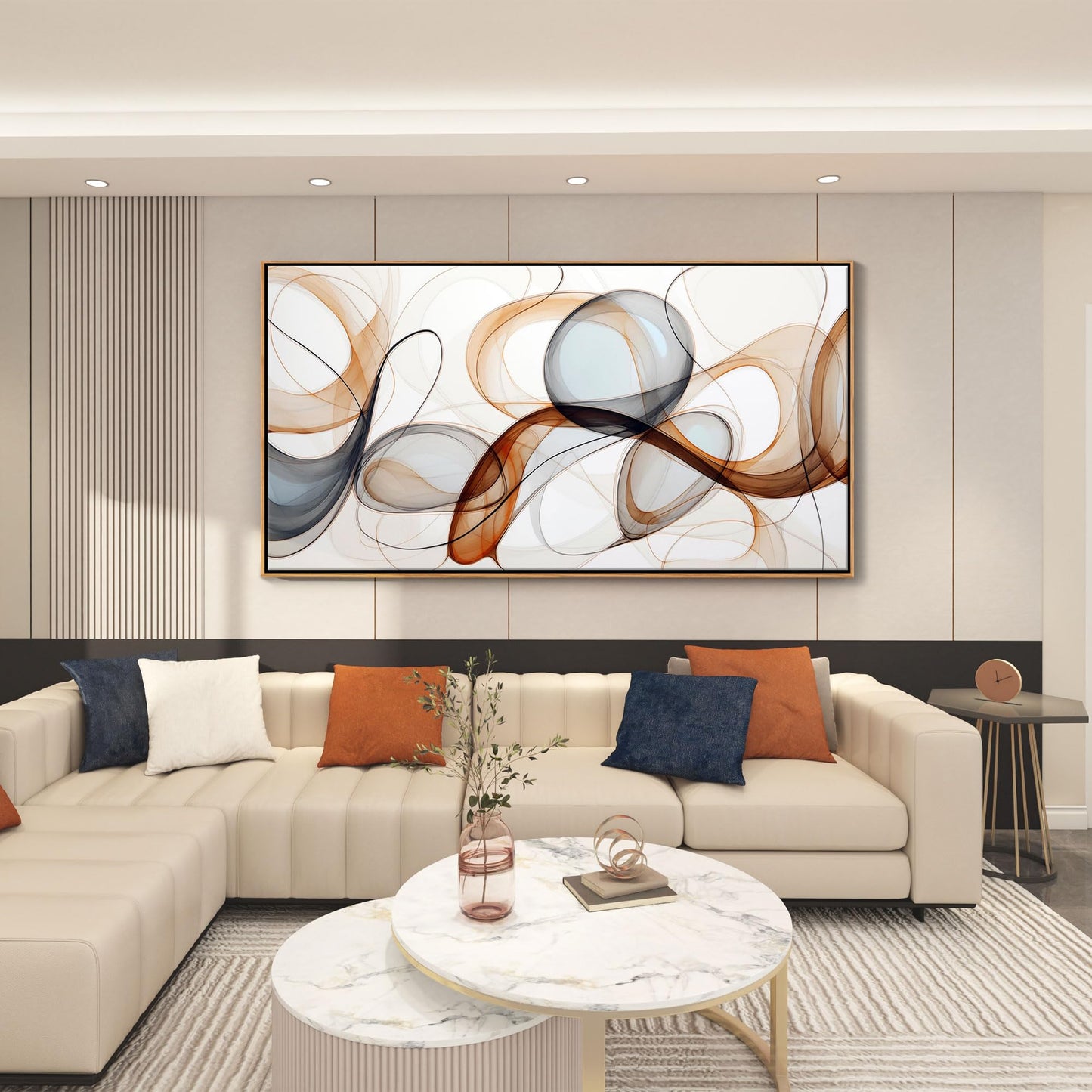 XLSJERST Modern Abstract Wall Art - Deep Spiritualism Art White And Brown Canvas Pictures Artwork Living Room Office Bedroom Wall Decor
