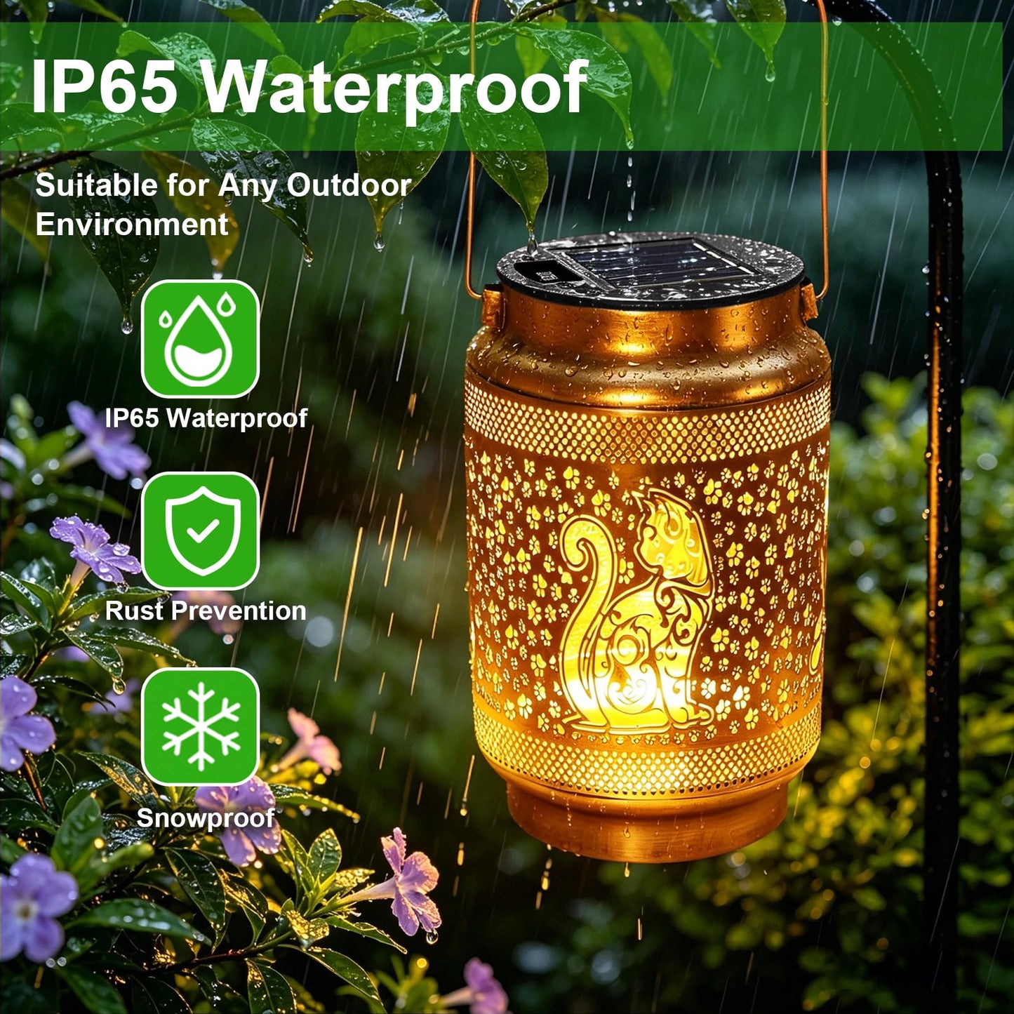 Cat Solar Lanterns Outdoor Waterproof Garden Decor, Birthday Gifts for Mothers Day Women Mom Grandma, Metal Sunflower Hanging Solar Lights for Outside Yard Patio Pathway Backyard Porch