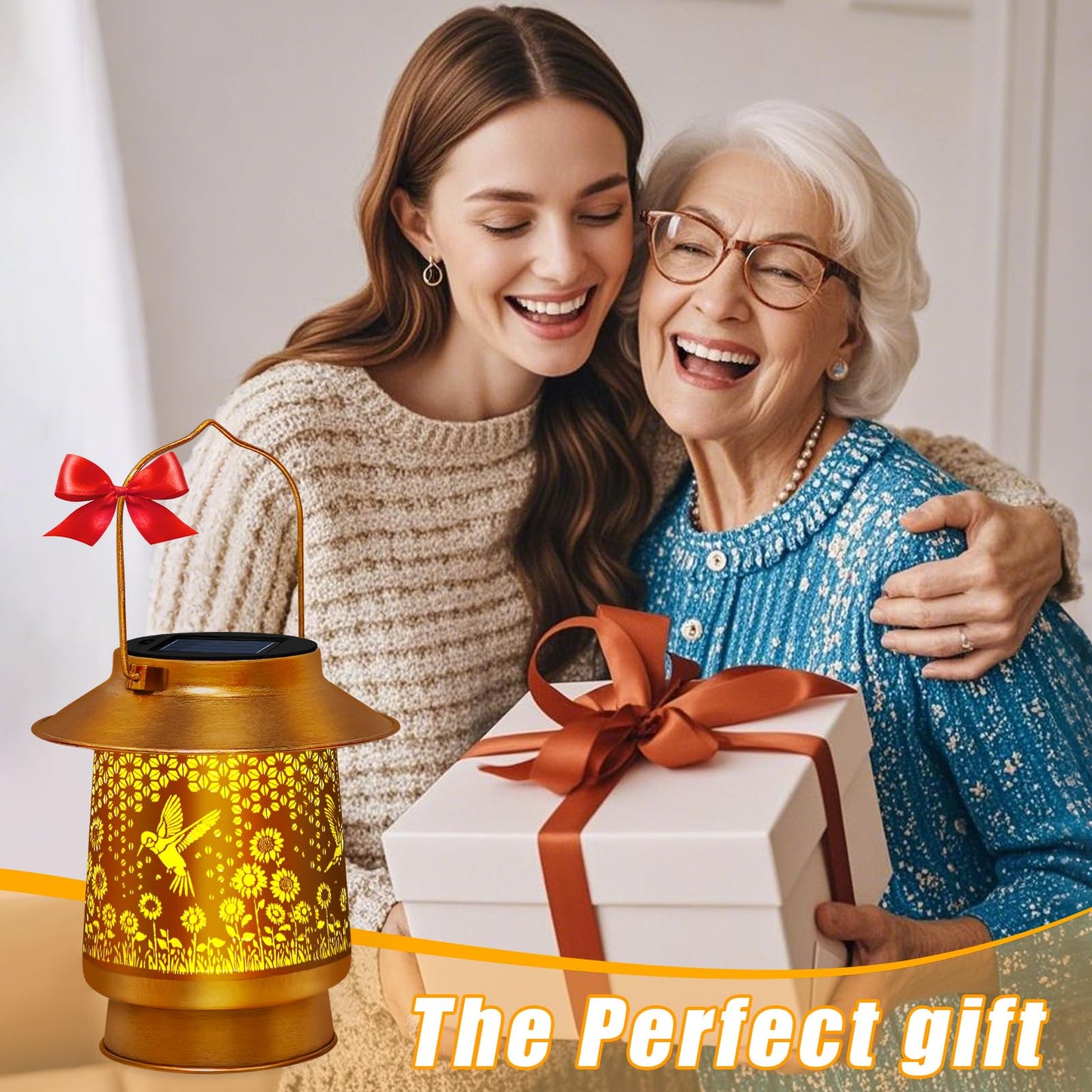 Mothers Day Gifts Solar Lanterns Outdoor Waterproof Hummingbird Solar Lights Garden Decor Gifts for Mom,Women,Grandma,Outdoor Light with Outside for Garden,Patio,Yard,Backyard,Porch
