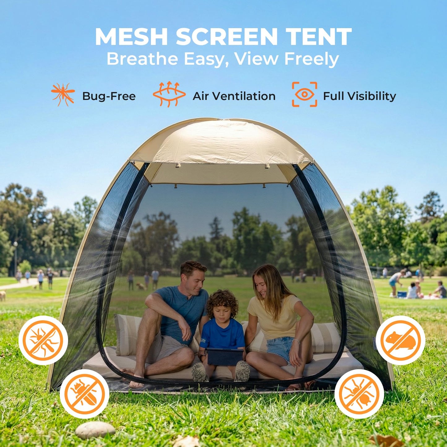 Alvantor® Pop Up Screen House Tent, 7'x4' Instant Camping Screen Room, Screen Gazebo Canopy for Patios/Deck/Backyard, Portable Mesh Tent with Shade Cloths, Easy Set Up, 2-3 Person