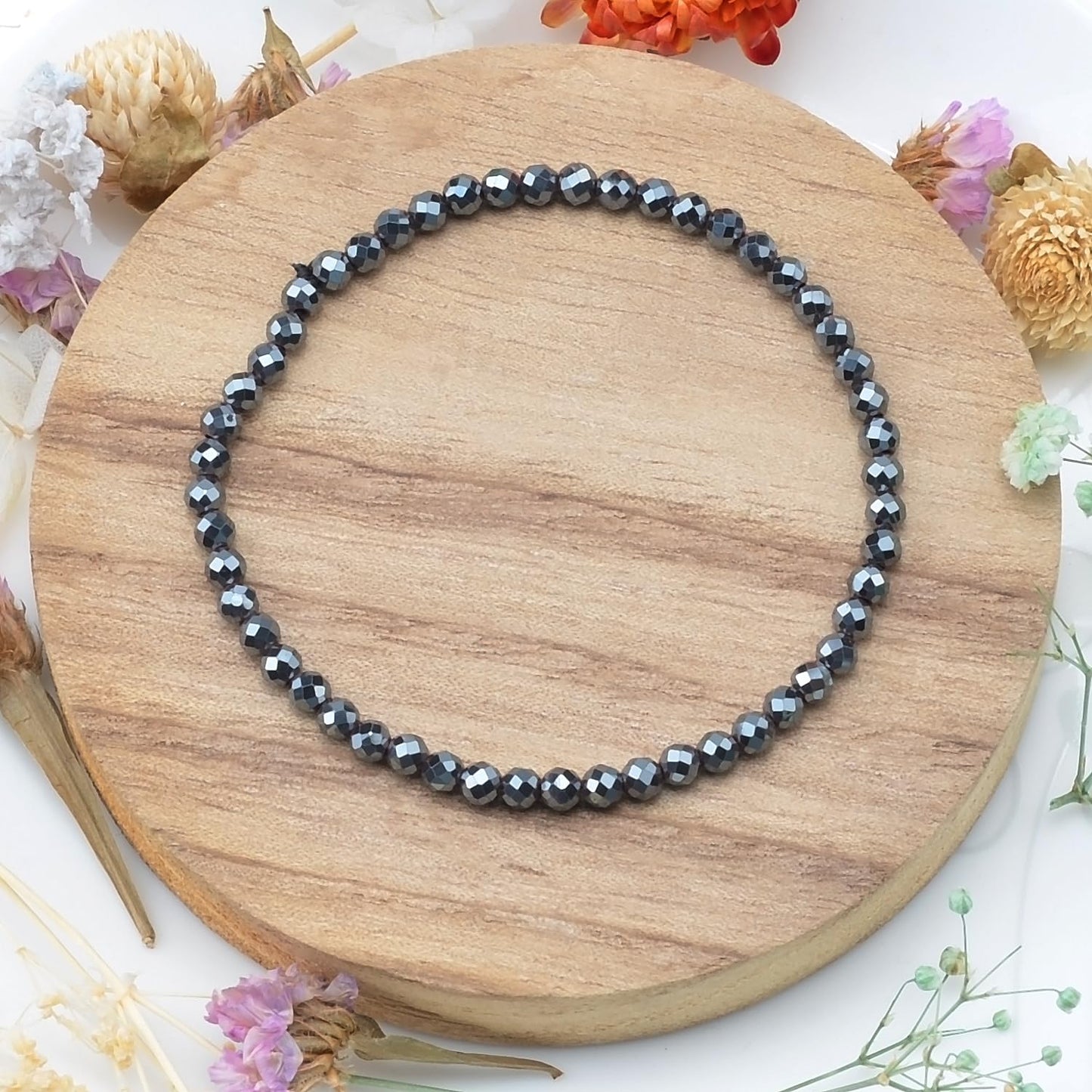 MASSIVE BEADS Natural Genuine Gemstone Beads Healing Crystal Chakra Reiki Jewelry Faceted Round Beads Bracelets (Hematite, 3mm)