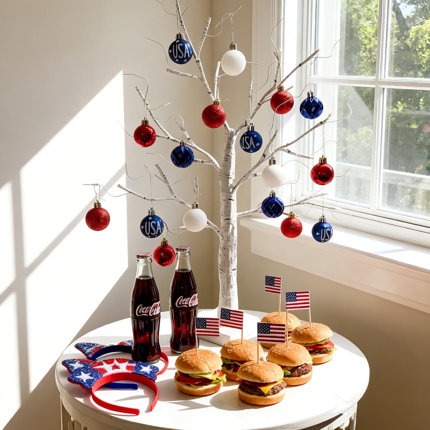 HipTree Mini Patriotic 4th of July Tree Ornaments Decorations,30ct 1.57 Inch Red White Blue Christmas Ornaments Set for Tree,Baubles for Memorial Day, Independence Day,Veterans Day, Flag Day
