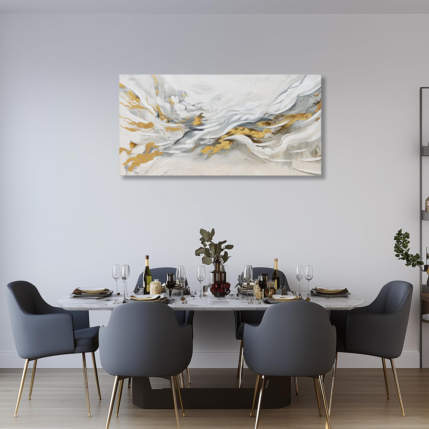 JBD JIETUAN Abstract Wall Art White Wall Decor Modern Canvas Painting Minimalist Wall Painting Unique Artwork for Living Room Dining Room Kitchen Office Home Decor 20x40 Inches