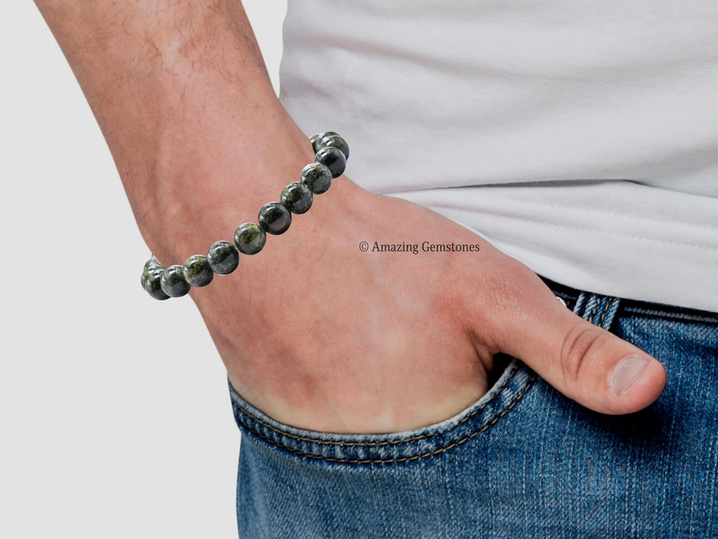 Amazing Gemstone Crystal Bracelet for Women Men's Gifts - Protection Healing Crystal Bracelet - 8mm Gemstone Beaded Stretchable Bracelet Pulseras Para Hombres Mujer Stocking Stuffers Mothers Day Gift (Kambaba Jasper)