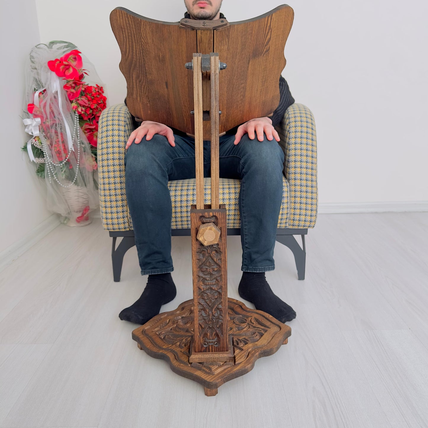 Big Size Adjustable Wooden Book Stand for Heavy Books | Quran, Bible, Dictionary, Cookbook Holder, Multifunctional Huge Bookstand