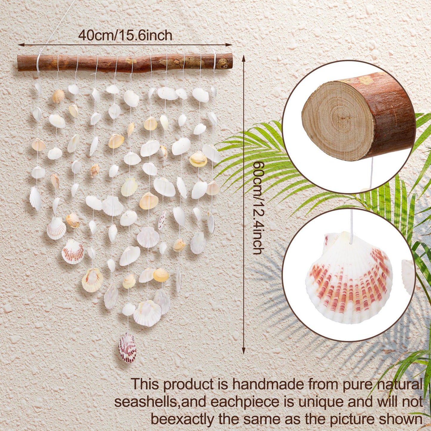 Novabright Beach Seashell Wall Hanging Decor Beach Room Decor Farmhouse Rustic Coastal Decorations Coastal Wall Art for Living Room, Bedroom and Dining