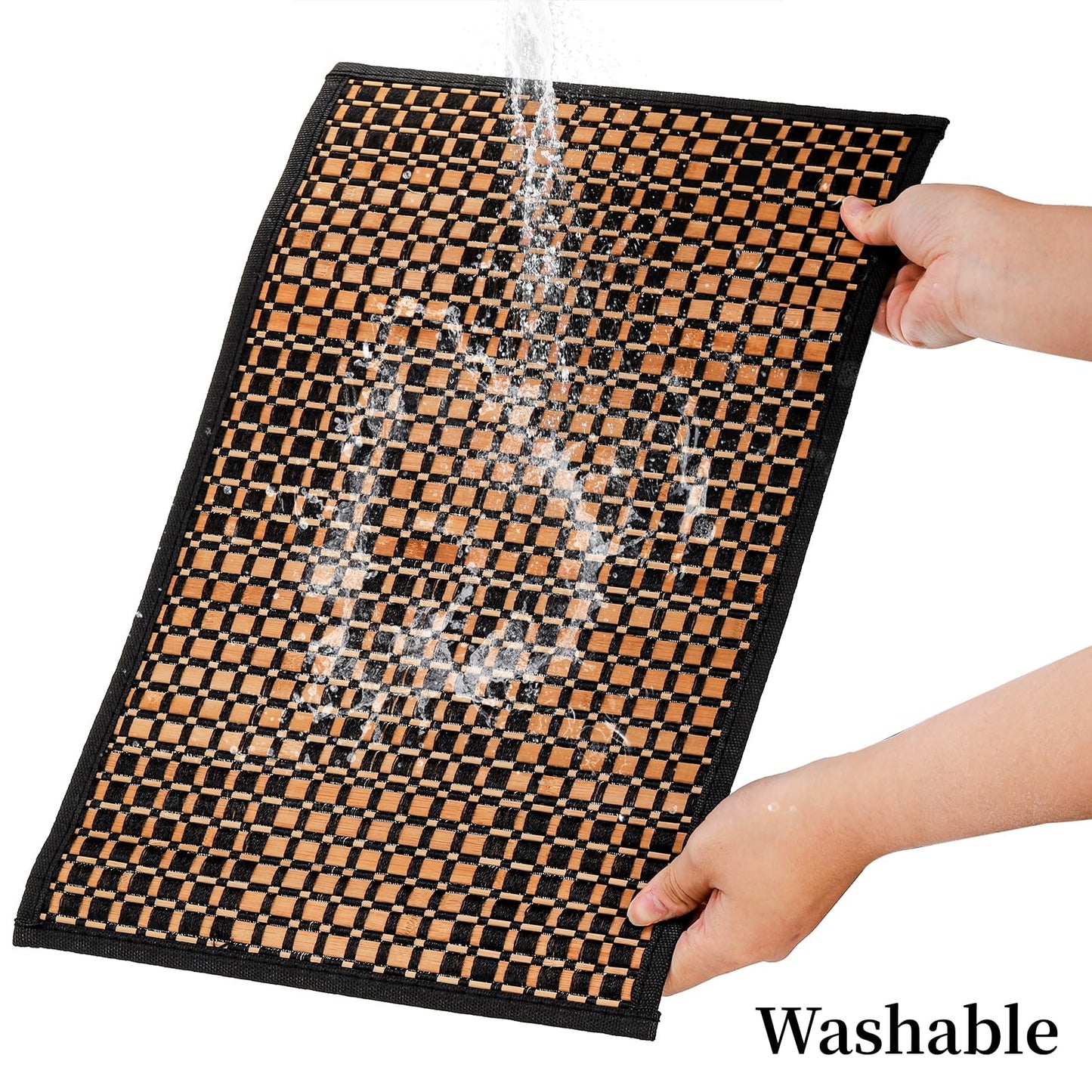 Eorbow 8 Pack Bamboo Placemats, Natural Anti-Slip Dining Table Mats, Heat-Resistant Place Mats, Japanese Style Washable Placemats for Dining Room, Kitchen, Restaurant, 18 x 12 Inch