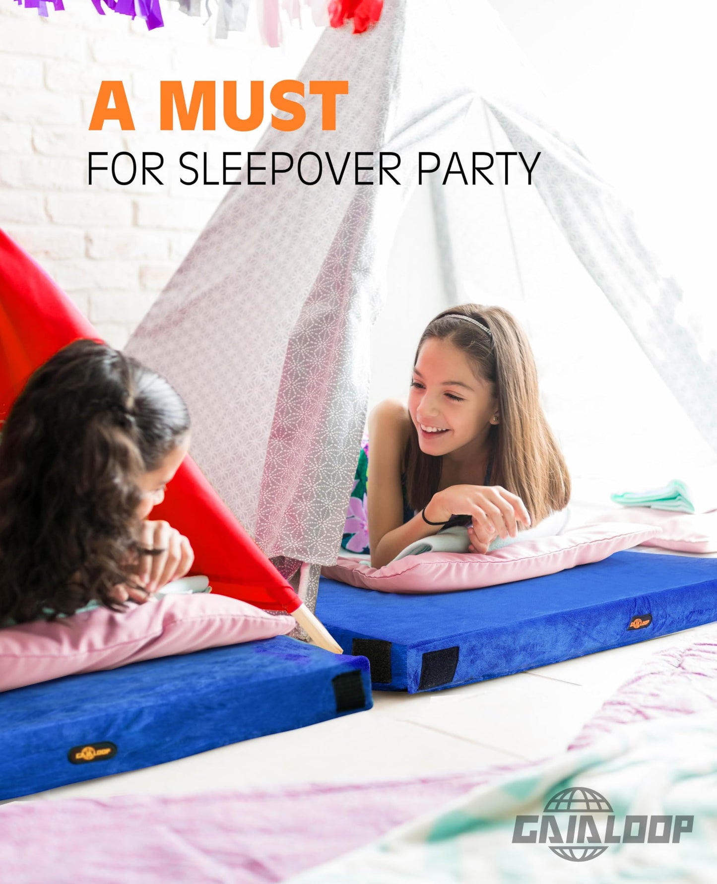GAIALOOP 3 Inch Memory Foam Camping Mattress, Dual Layer Thick Sleeping Camp Pad for Car Tent Cot, Roll-Up Portable Glamping Floor Bed for Guests Sleepover[Cot: 72 * 24 * 3"]