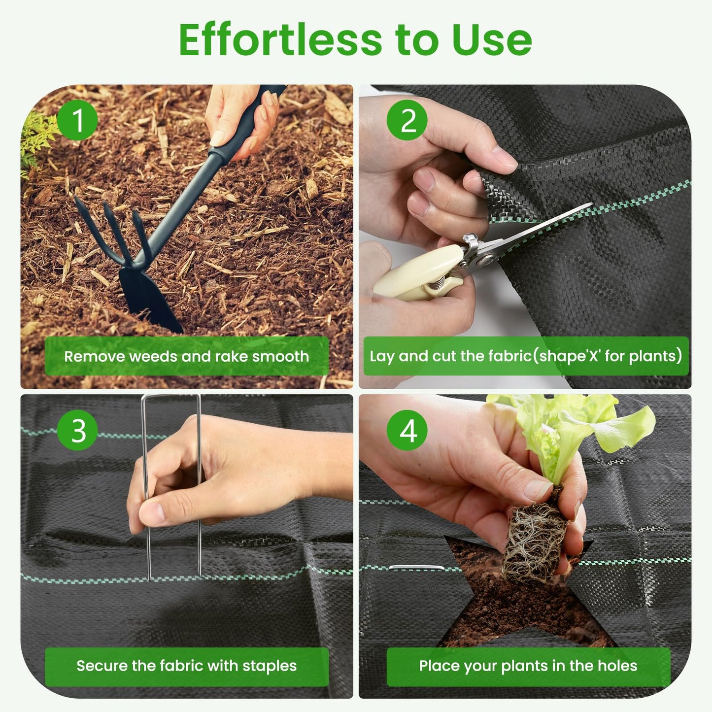Weed Barrier Fabric, 3x300ft Landscape Fabric, 3.2oz Heavy Duty Durable Woven Geotextile Fabric, High Permeability Ground Cover Mat, Driveway Fabric, Garden Weed Control Cloth with 20 U-Securing Pegs