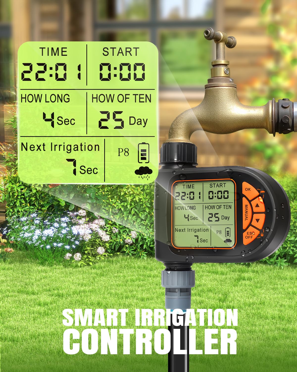 Breeze Touch 120FT Drip Irrigation System with Timer, Automatic Irrigation System for Garden, Quick Connect Drip Irrigation Kit for 120ft Coverage, Adjustable Watering System for Raised Beds & Patio