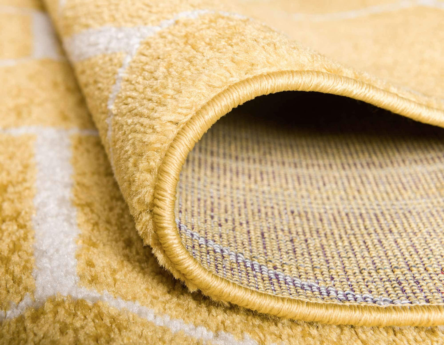 Unique Loom Trellis Frieze Collection Area Rug - Geometric (2' x 8' 8" Runner, Yellow/ Ivory)