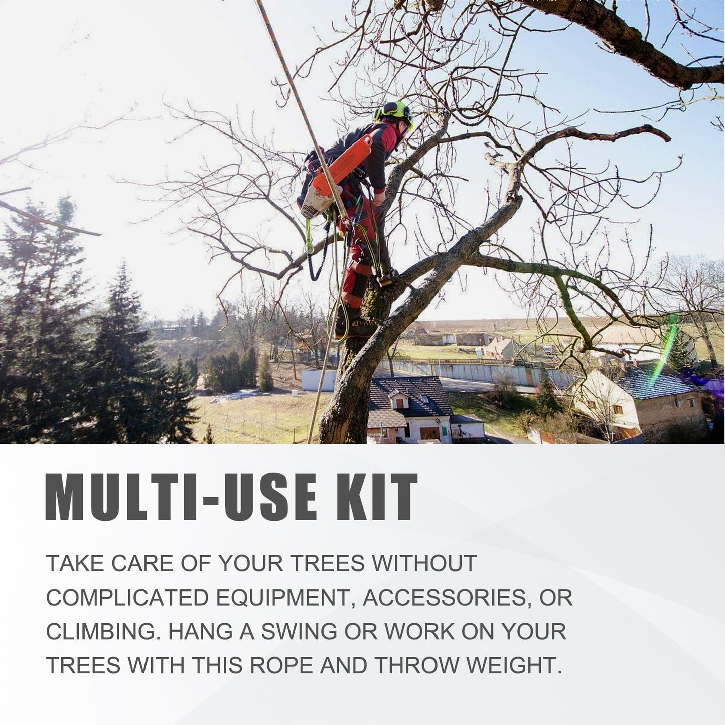 SOB Arborist Throw Line Kit with Slick Rope 197FT, Throw Weight, Reflective Storage Bag, Suit for Tree Cutting,Camping, Trimming, Hanging Swing ﻿