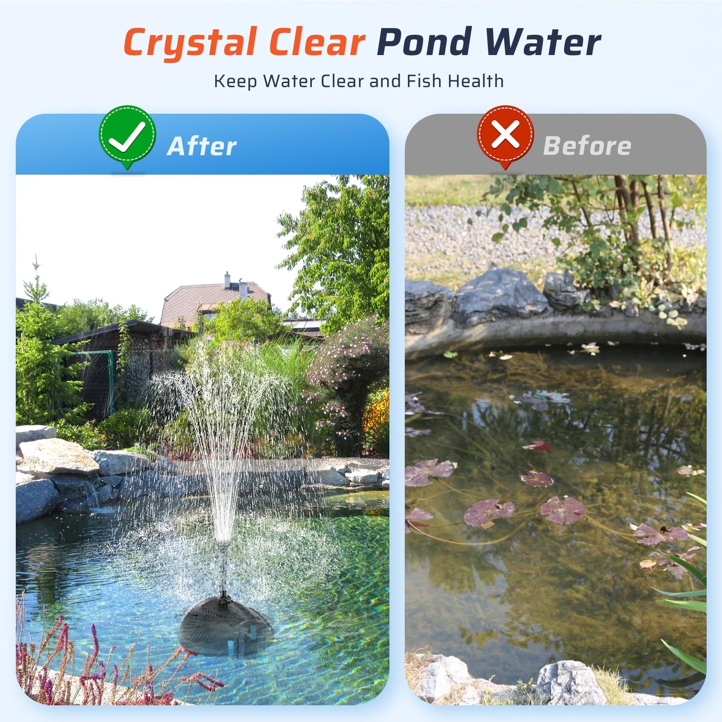 Antfraer Pond Filter with U-V Clarifier, 660GPH Pond Pump and Filter Kit & RGB LED Lights, All-in-One Submersible Pond Fountain for Outdoor Ponds, Koi Ponds, Water Gardens with Remote Control