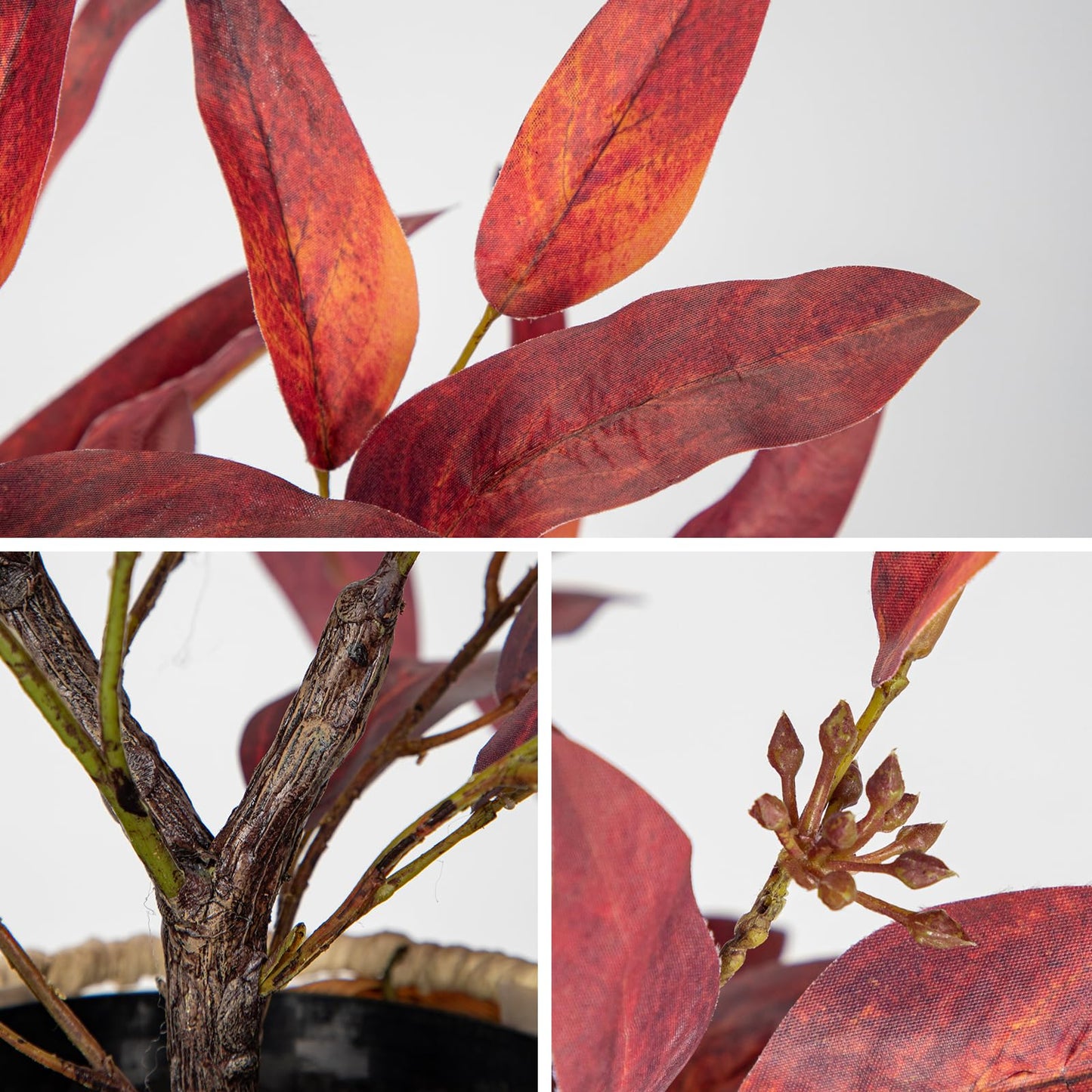 Briful Artificial Plant Farmhouse Table Decor, Burgundy Eucalyptus Plant Home Indoor Decor, Fake Plants for Office Coffee Living Room Decorations