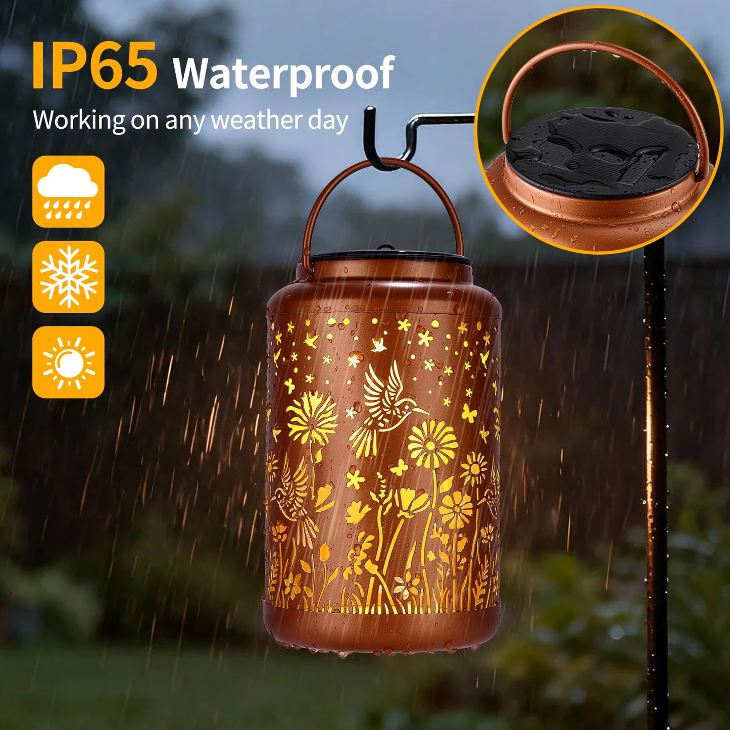GOLFOEE Mothers Day Gifts Solar Lanterns Outdoor Waterproof Hummingbird Solar Lights Outdoor Waterproof for Garden, Birthday Gifts for Women Mom Grandma, Garden Lights for Backyard, Patio Decor