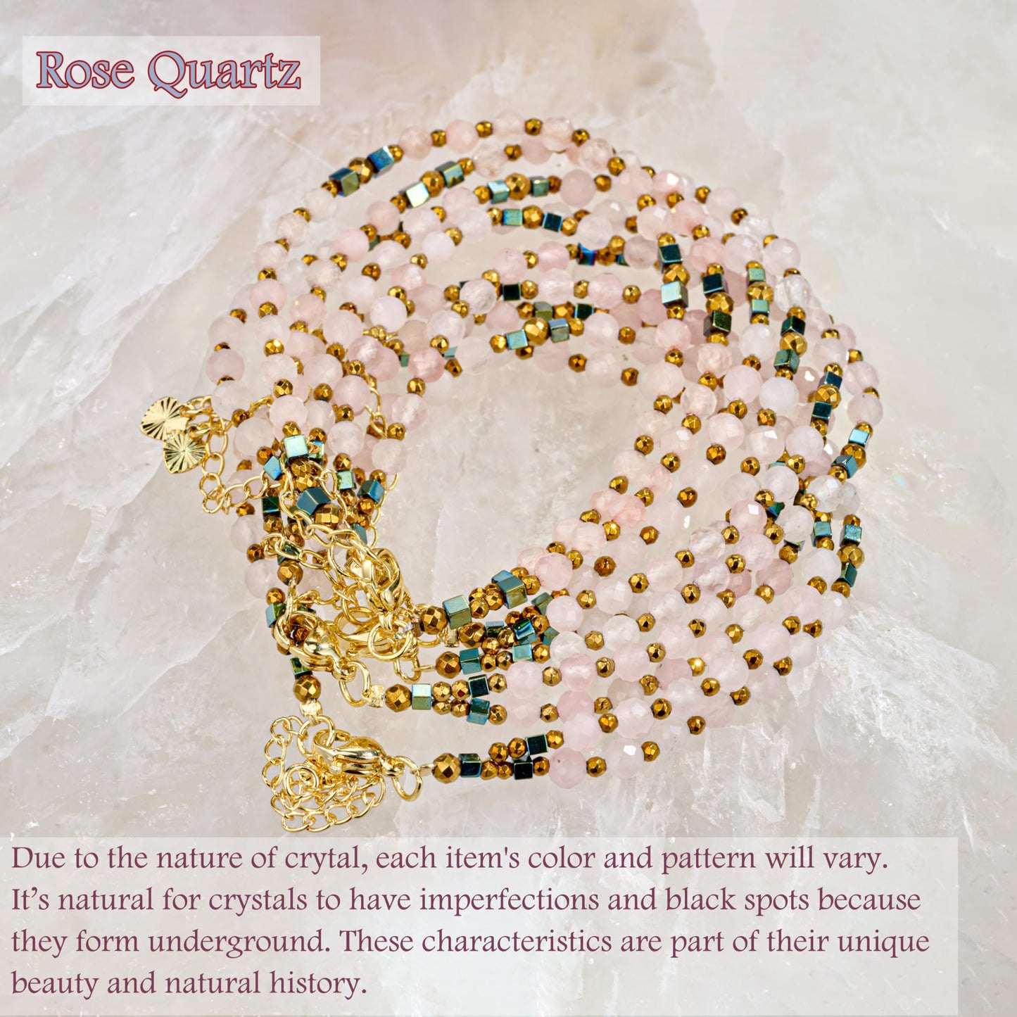 Farfume Rose Quartz - Love - Crystal Beaded Bracelets, Chakra 4mm Natural Stone Beads Bracelets, Gemstone Spiritual Jewelry Gifts for Mother's Day