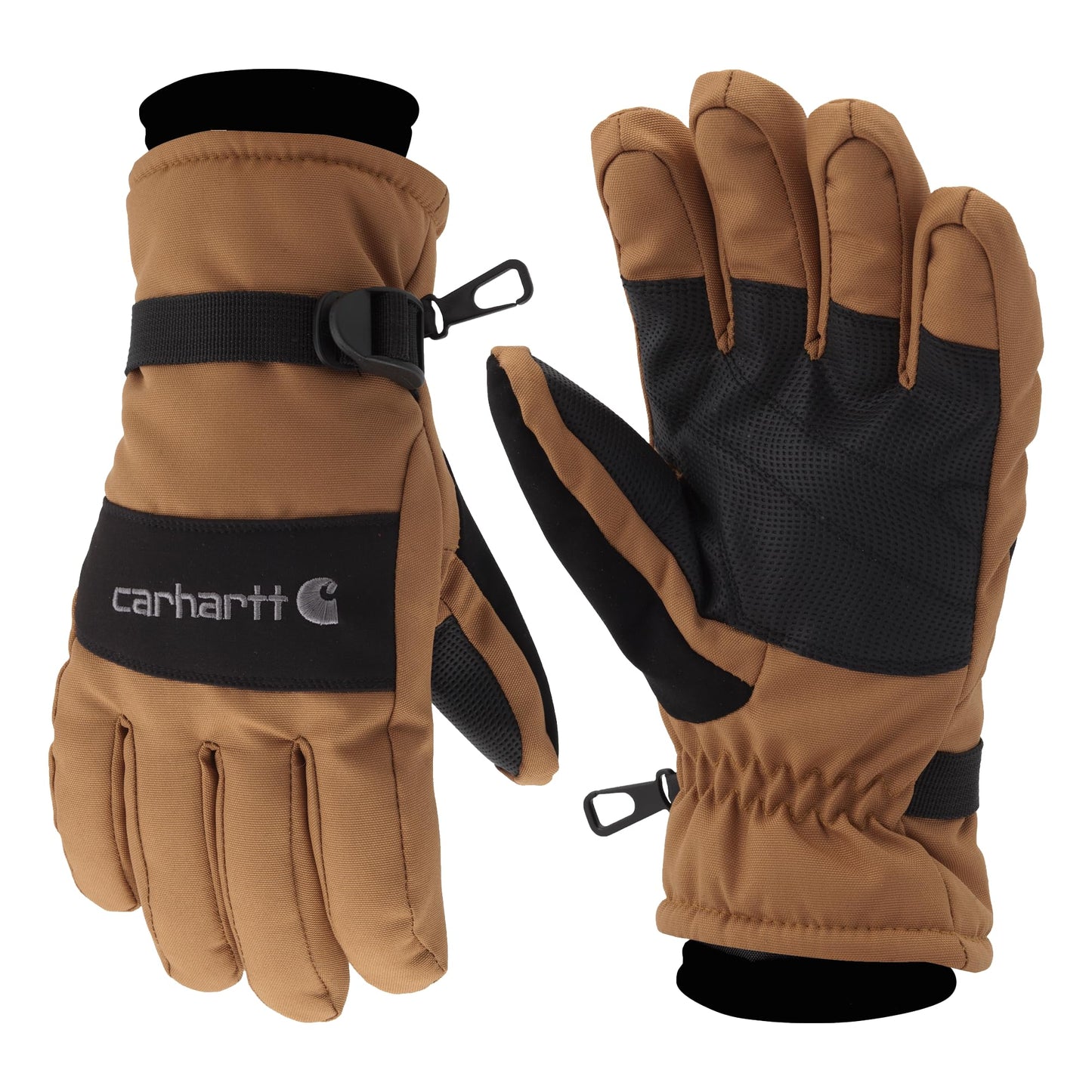 Carhartt Men's Waterproof Insulated Knit Cuff Glove, Brown Black, Medium