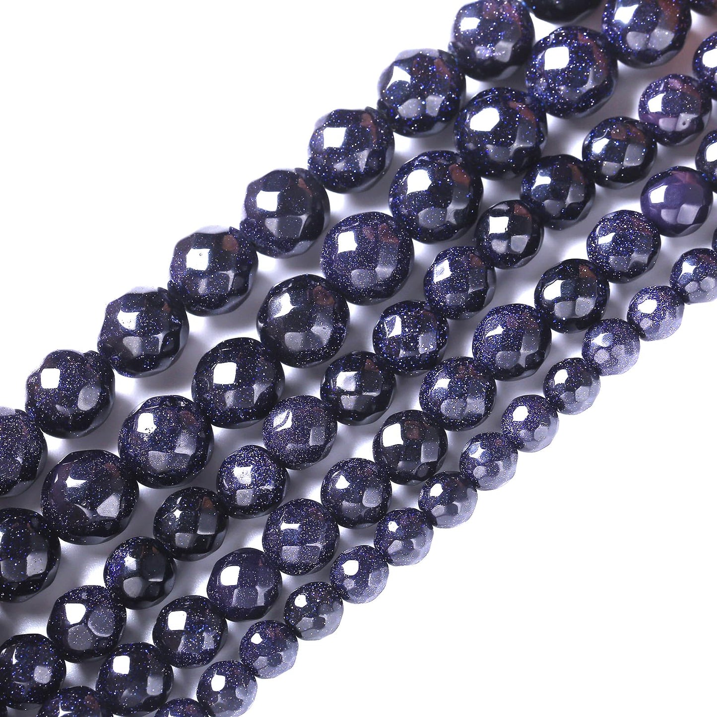 10mm 36pcs Natural Blue Sandstone Faceted Stone Beads for Jewelry Making DIY Bracelet Necklace Accessories 15" Energy Healing Power Stone Beads (Faceted Blue Sandstone, 10mm)