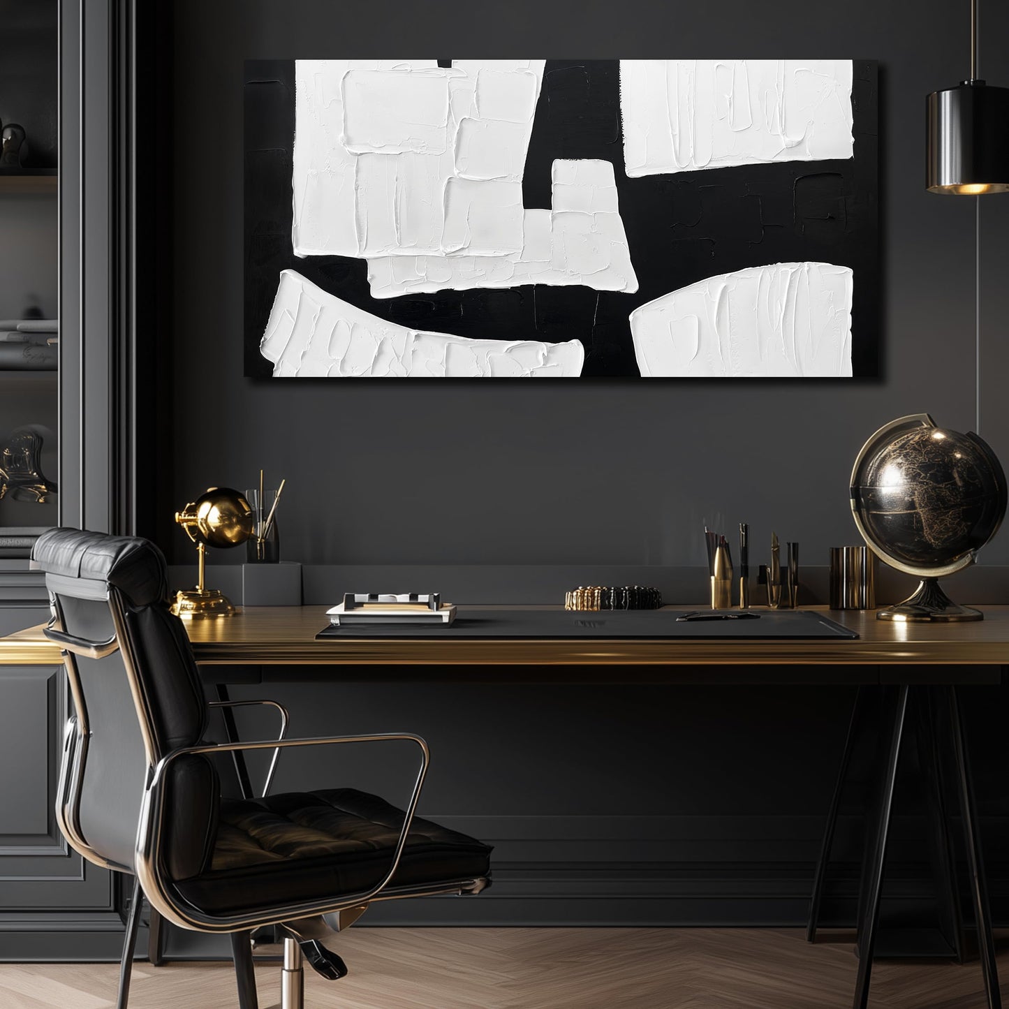 MDHKVPM Abstract Painting Wall Art Bedroom Black and White Canvas Wall Art for Living Room Home Office Wall Decor Ready to Hang 20 x 40 Inch