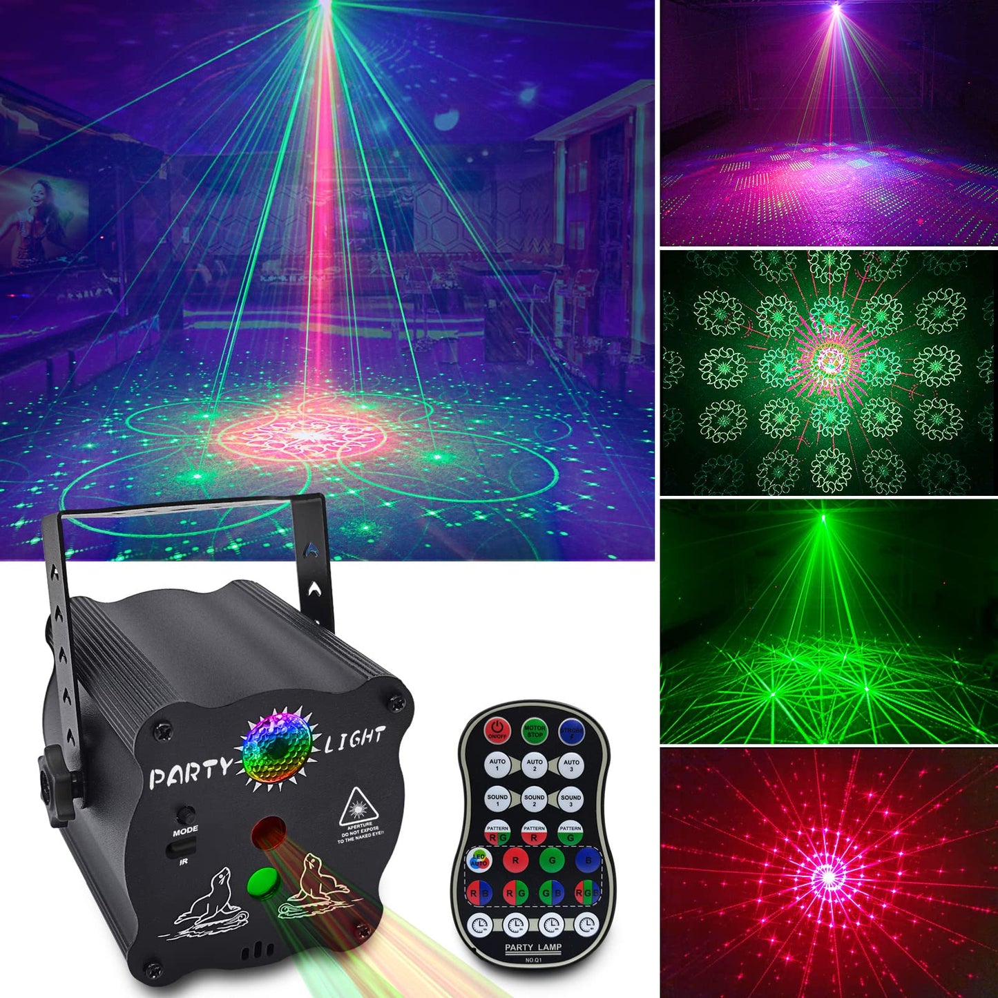 ljnyiwan Party Lights DJ Disco Lights, Sound Activated with Remote Control for Dance Party Karaoke Living Room Pub