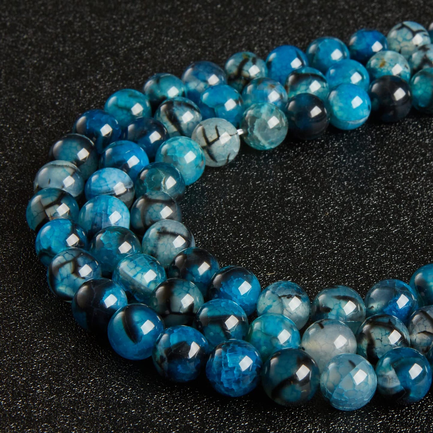 100pcs 6mm Blue Dragon Vein Agate Beads Natural Gemstone Beads Round Loose Beads for Jewelry Making