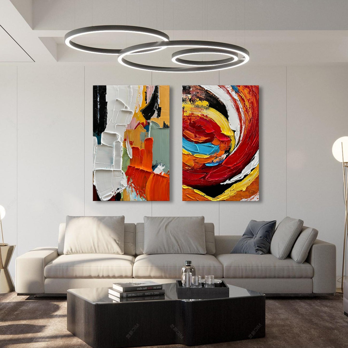 Limiyer Art 100% Hand-Painted Modern Abstract Art White and Black Art Oil Paintings for Family Living Room Hallway Wall Decoration 45x30 inches