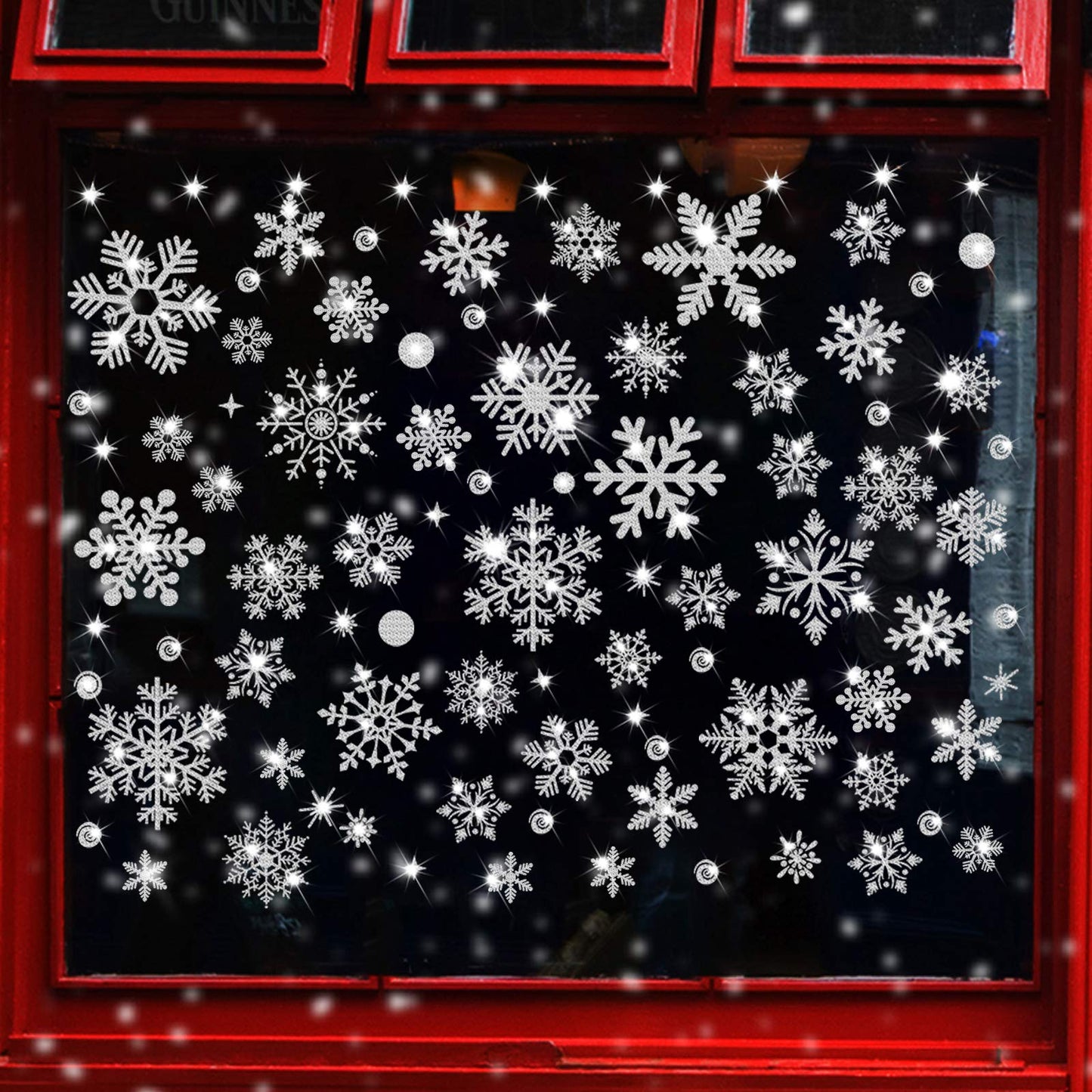Glitter Snowflake Window Clings, 147PCS Silver Sparkling Christmas Window Clings Winter Wonderland Decorations for Home Christmas Party (Glitter Snowflake)