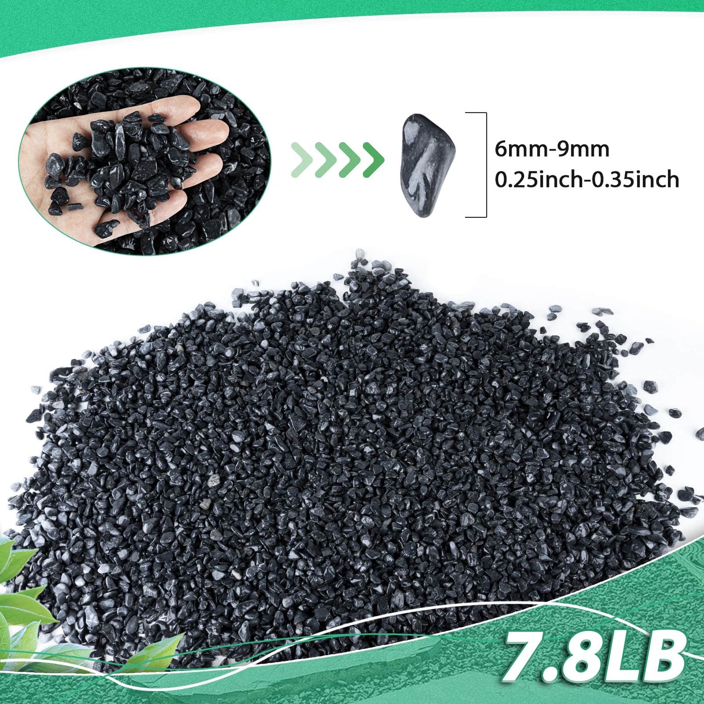 Succulent Rocks for Plants Tiny Pebbles for Planters 7.8LB Pea Gravel Bulk Course Sand Soil Small Decorative Stones for Indoor Bonsai Pots Cactus Top Dressing Aquarium Garden Landscape, Black