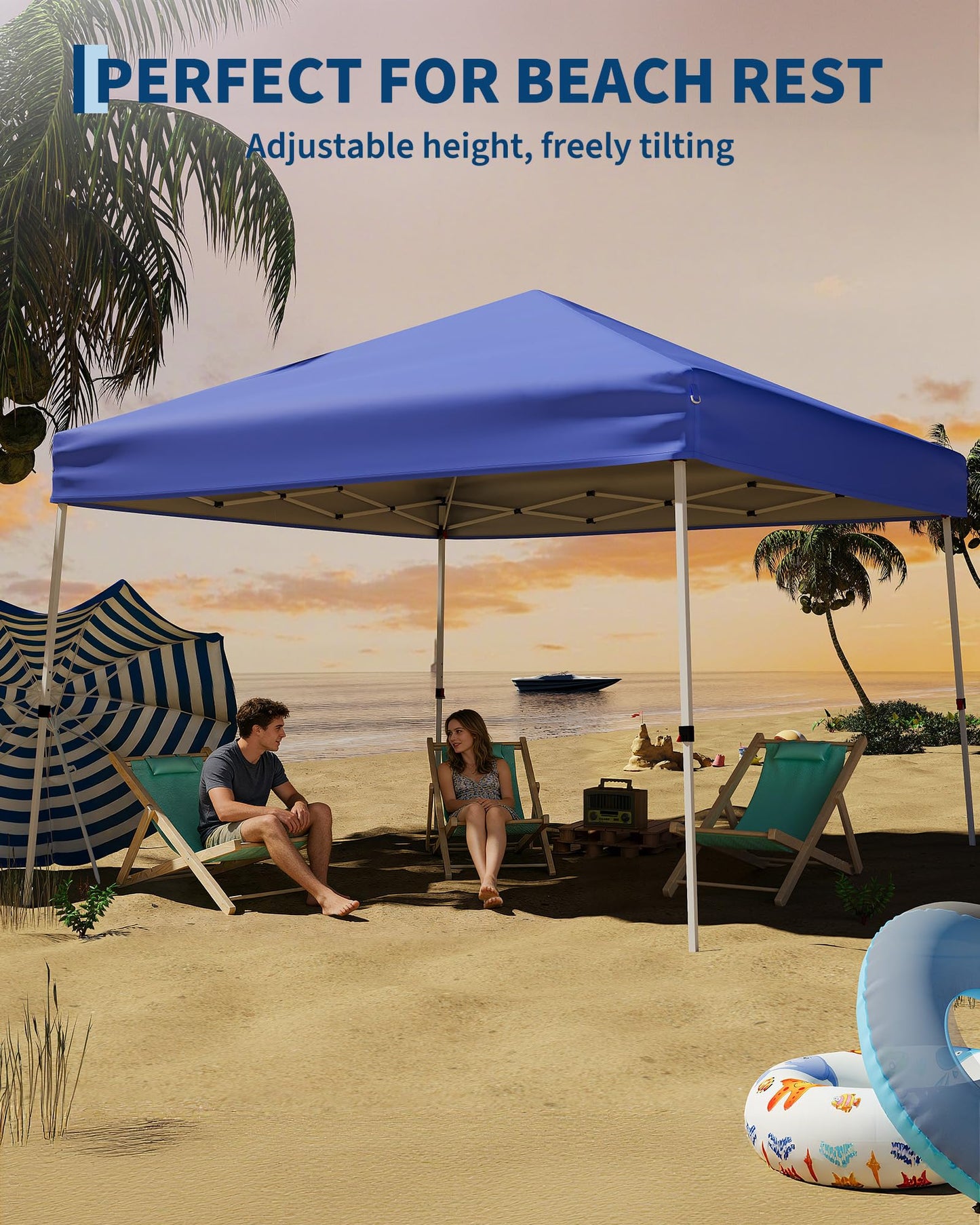 Garvee Canopy Tent, Garvee 10X10 FT Pop Up Canopy Outdoor Instant Tent Slant Legs with Carrying Bag, Portable Gazebo Shelter for Patio Deck Garden Beach - 8X8 FT Canopy Cover