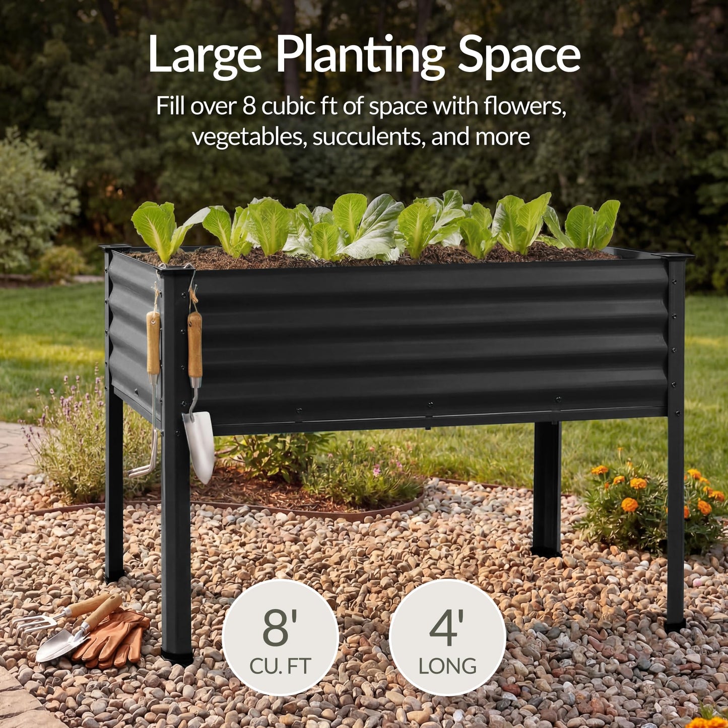 Best Choice Products 48x24x30in Galvanized Raised Garden Bed, Metal Elevated Planter Box, Vegetable Garden for Backyard, Patio, Balcony, 100% Non Toxic Materials - Black