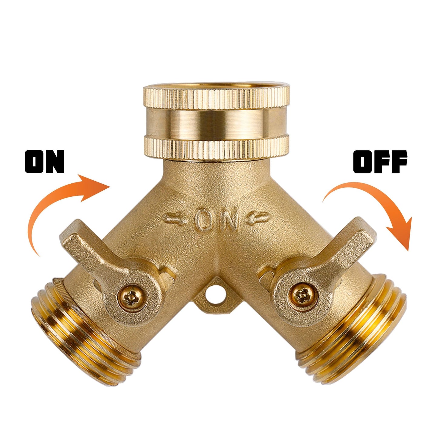 Triumpeek 2-Pack Brass Garden Hose Splitter, 3/4 Inch 2-Way Y Shaped Water Faucet Adapter with Dual Shut-Off Valves, Leak-Proof Design, Includes 4 O-Ring Washers & 1 Tape