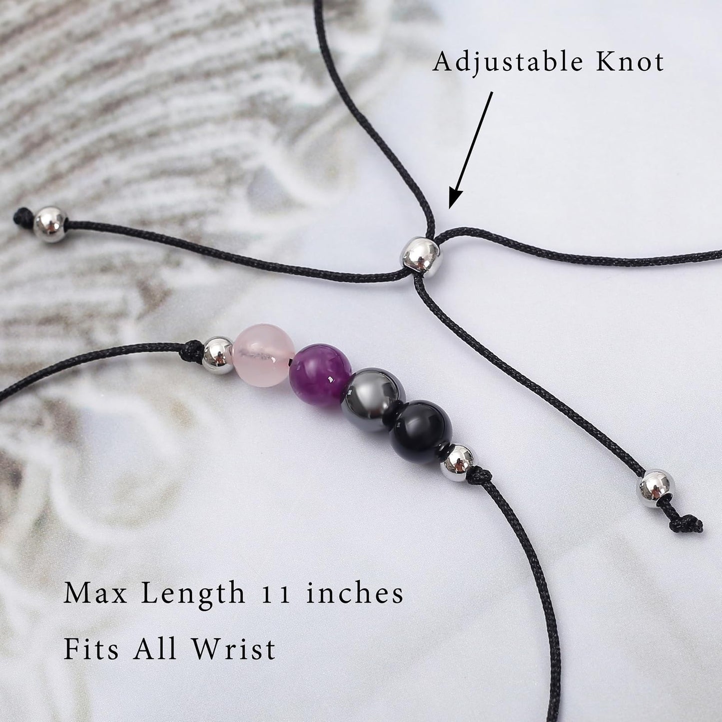 MTJAHPS Protection Bracelet, empath protection, black obsidian Crystals and Healing Stones Bracelet for Women ，Luck ，Anxiety and Stress Clam Bracelet (2PCS Empath Protection)