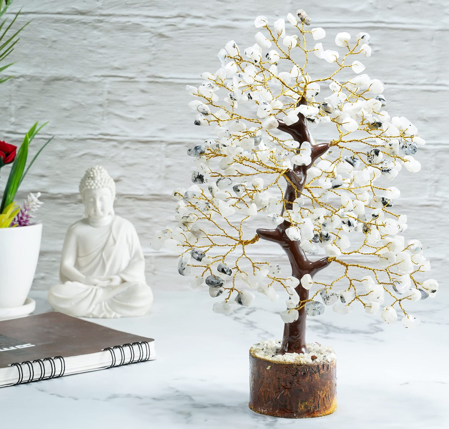 Crocon® Rainbow Moonstone Crystals Tree of Life, Birthday Gifts for Women, Men & Friends, Crystals & Healing Stones, Home Decor, Money Tree, Women Gift Ideas, House Warming Gifts New Home for Sister