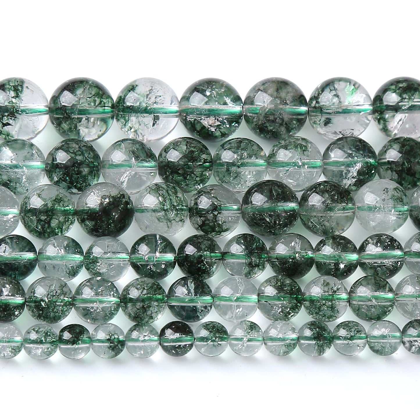 6MM 60PCS Natural Stone Dark Green Crystal Beads Ghost Quartz Loose Beads for Jewelry Making DIY Bracelet