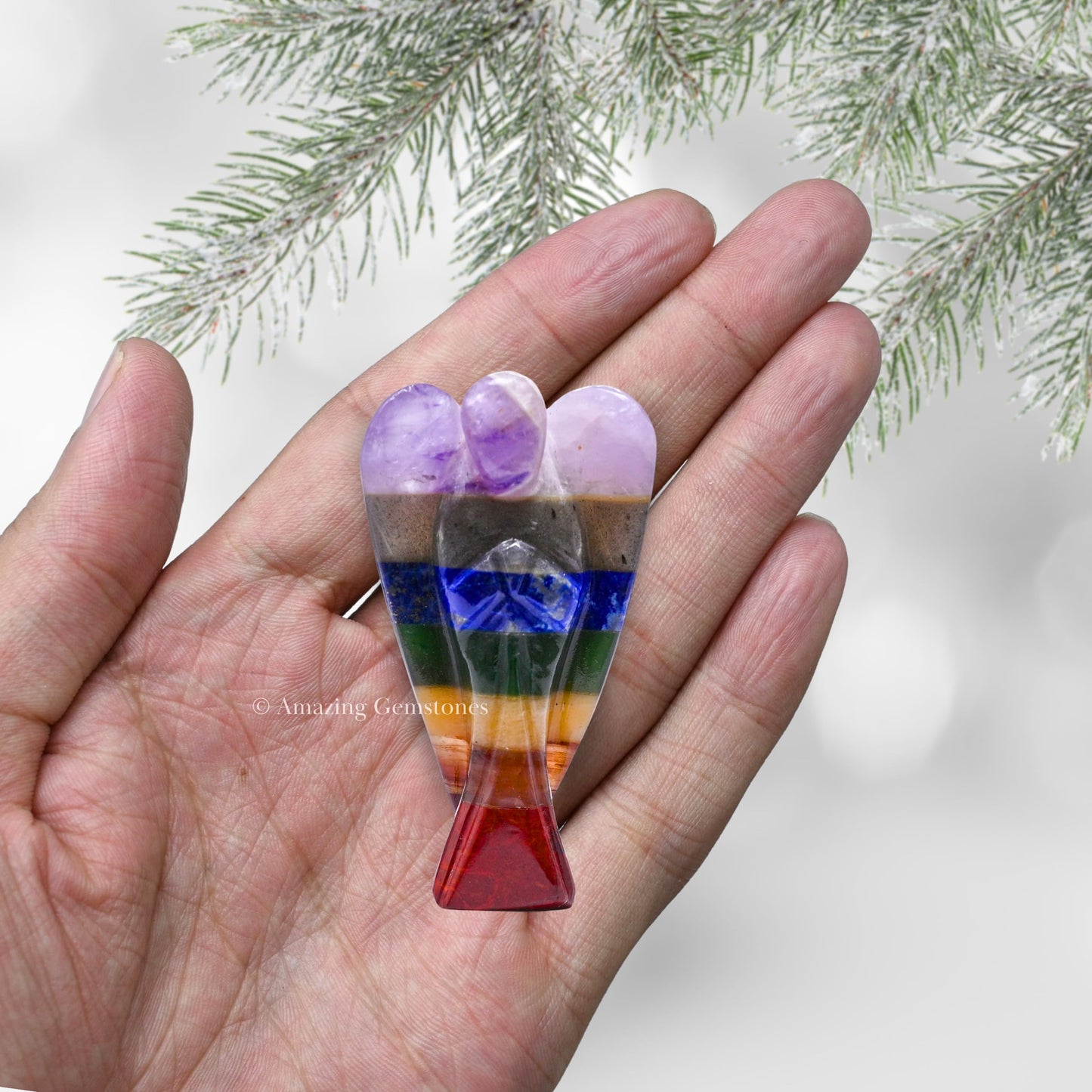 Amazing Gemstone Chakra Angel - Chakra Crystal Angel and Pocket Guardian Angel Crystal Figurines (3 inches)