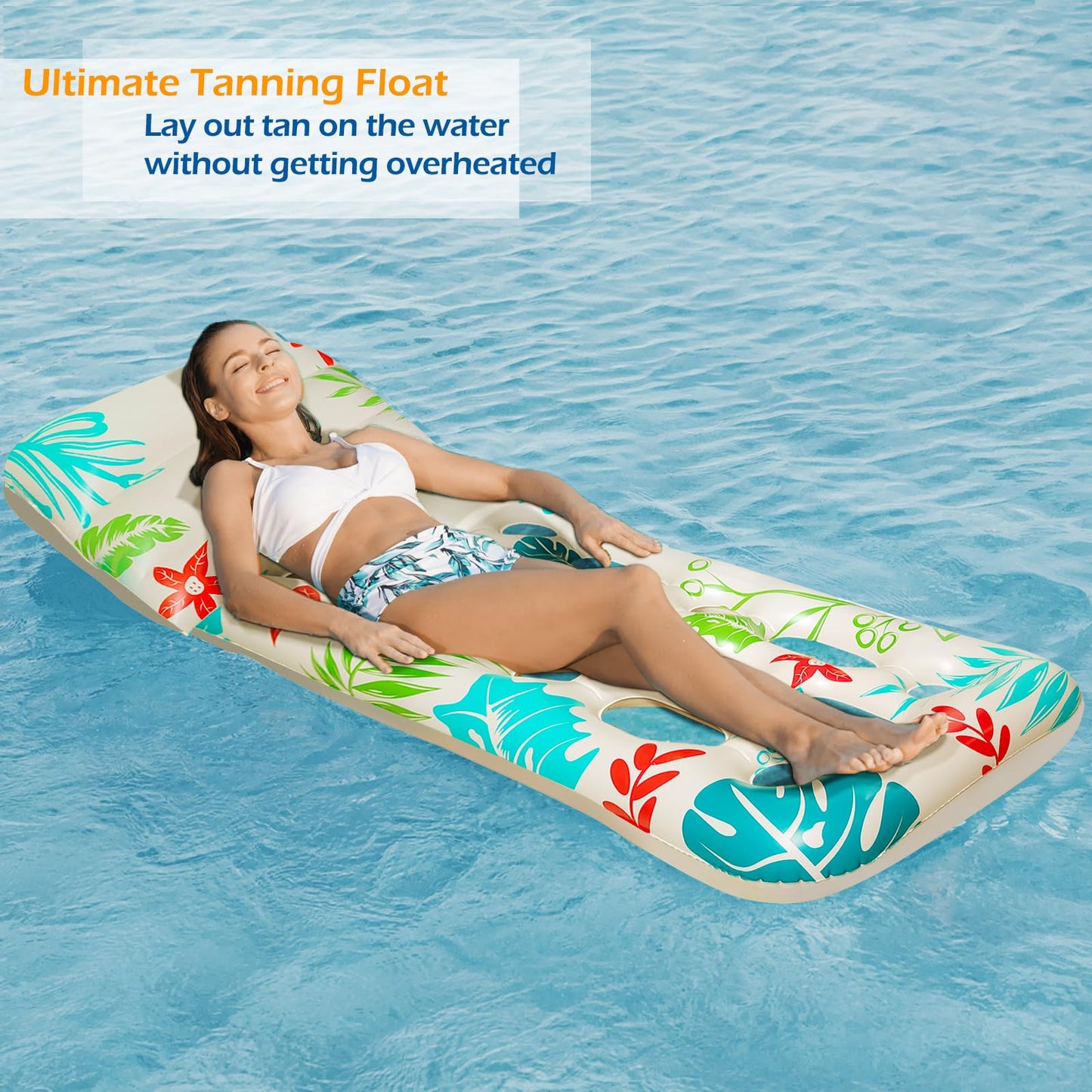Jasonwell Inflatable Pool Float Adult - Pool Floaties Lounger Floats Floating Chair Raft with Adjustable Backrest Cup Holders Water Floaty Lake Lounge Tanning Floats Beach Party Toys for Adults